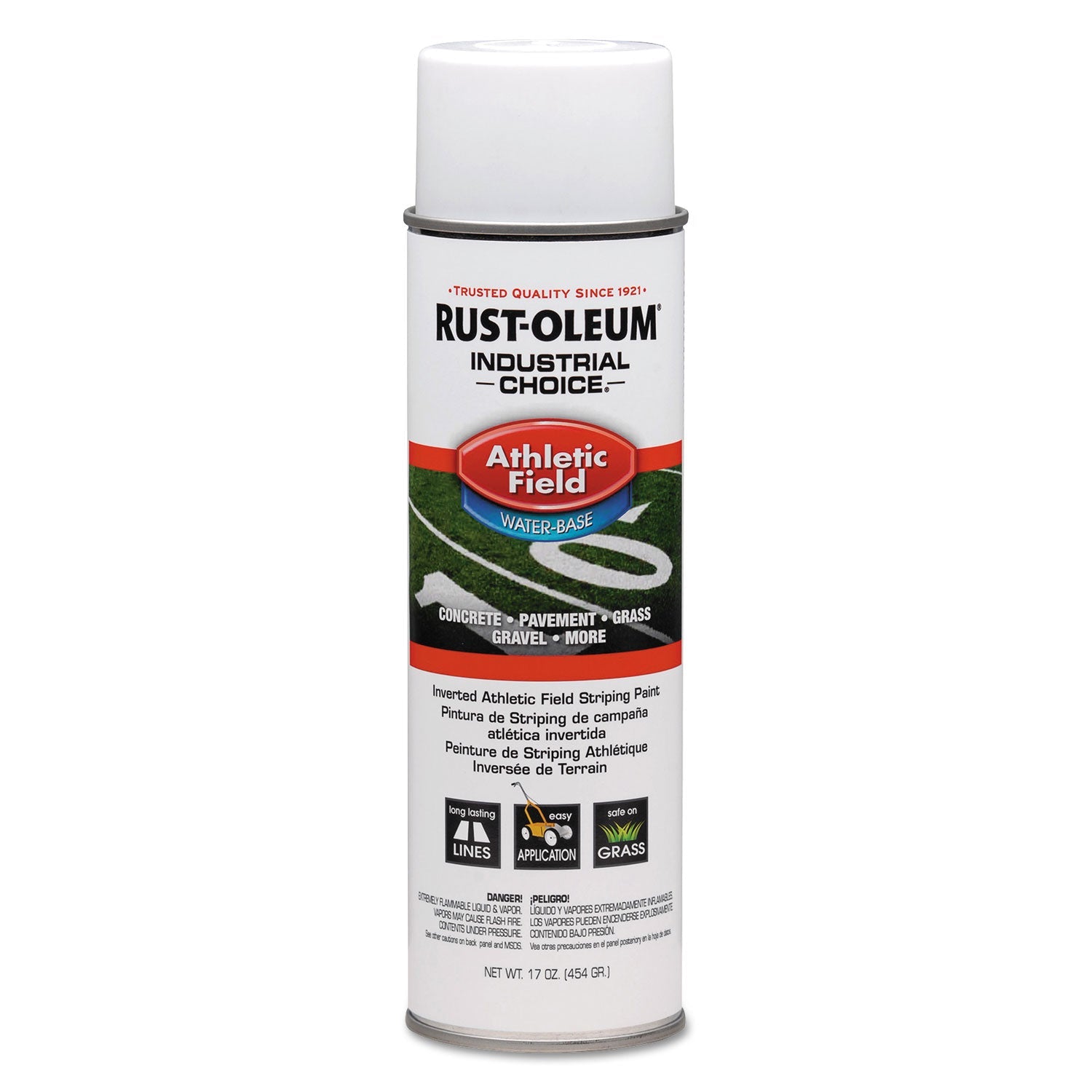 Rust-Oleum® Industrial Choice Athletic Field Inverted Striping Paint, Flat Athletic Inverted White, 17 oz Aerosol Can, 12/Carton