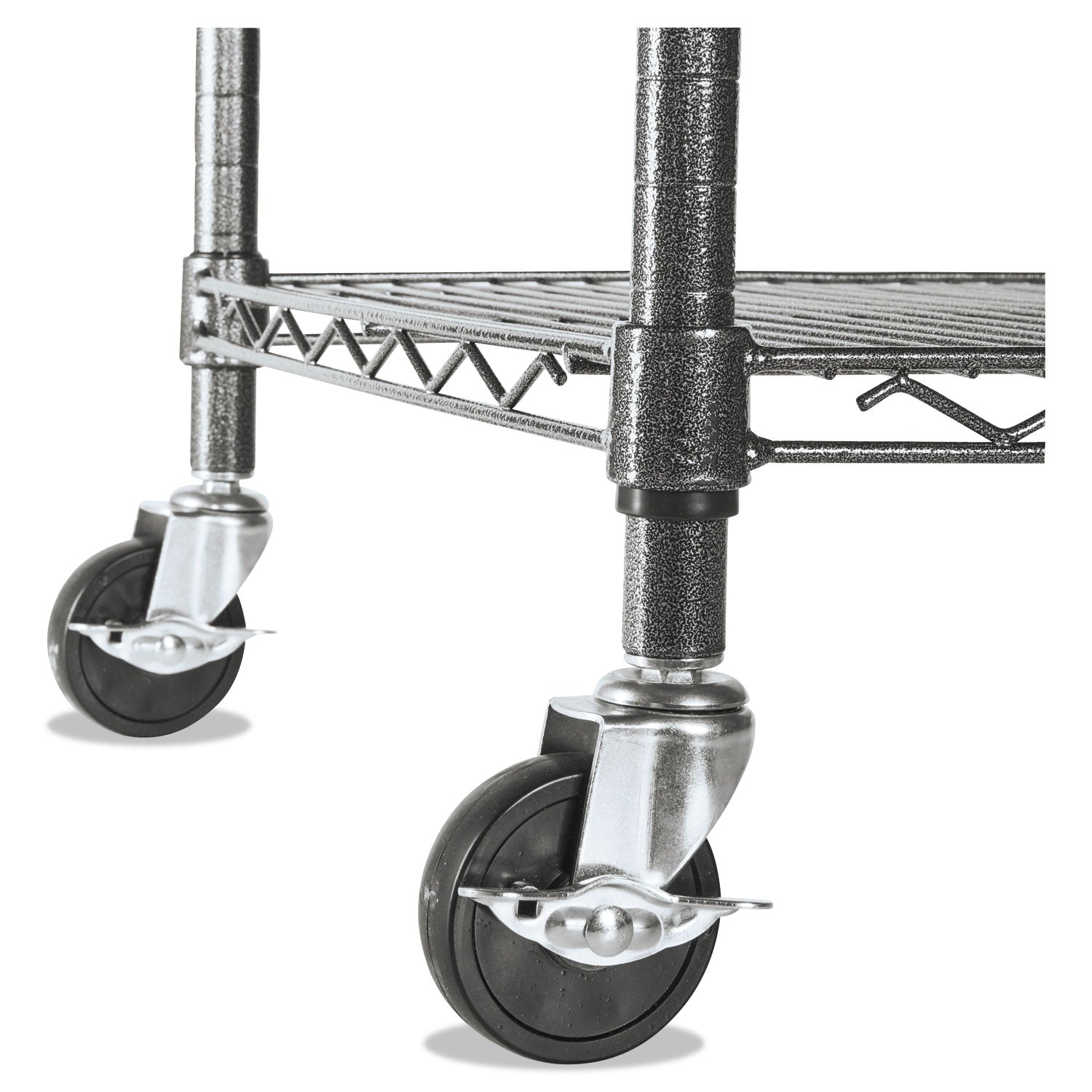 Alera® Nsf Certified 4-Shelf Wire Shelving Kit With Casters, 48w X 18d X 72h, Black Anthracite