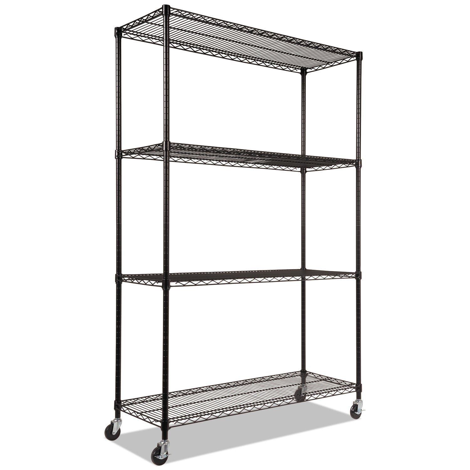 Alera® Nsf Certified 4-Shelf Wire Shelving Kit With Casters, 48w X 18d X 72h, Black
