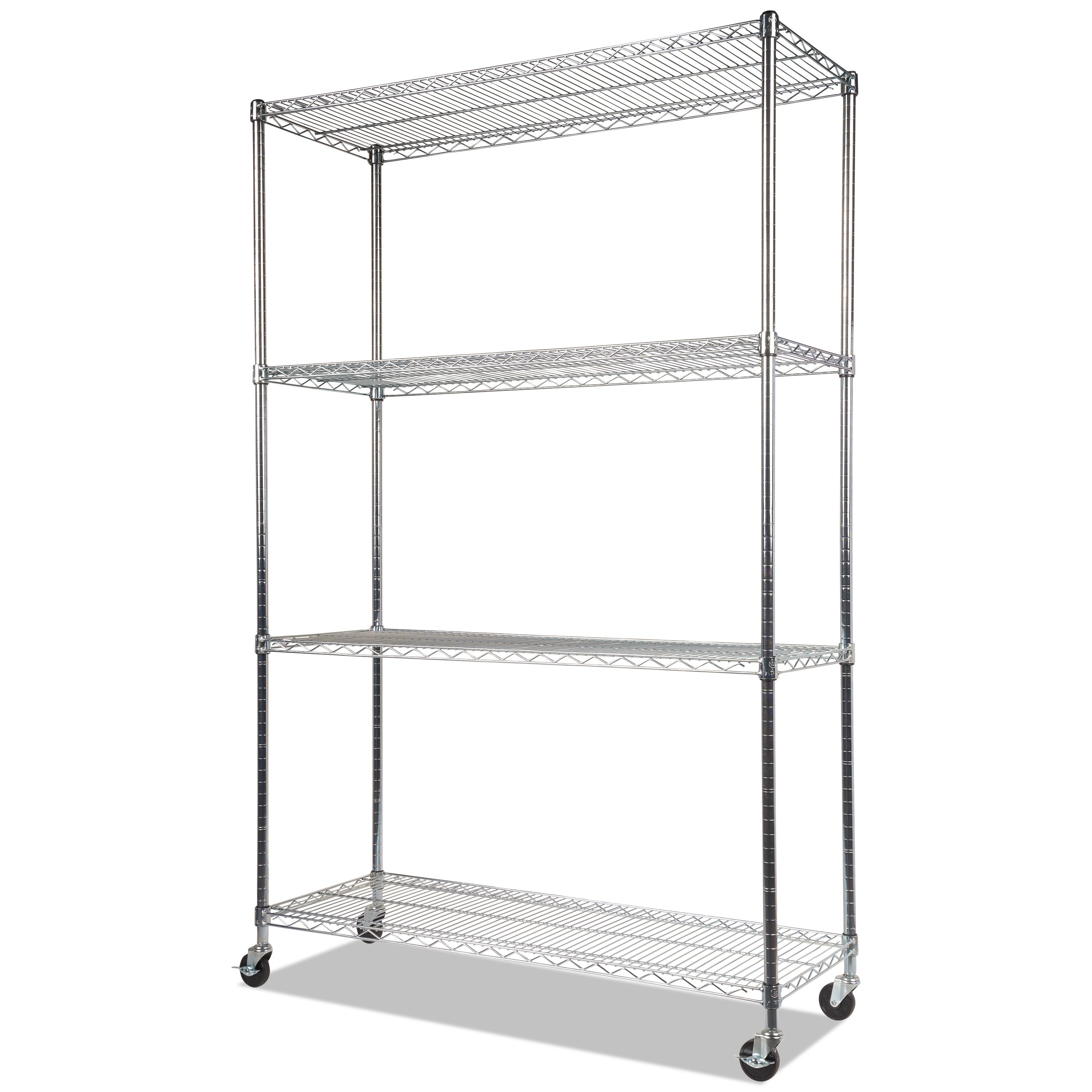 Alera® Nsf Certified 4-Shelf Wire Shelving Kit With Casters, 48w X 18d X 72h, Silver
