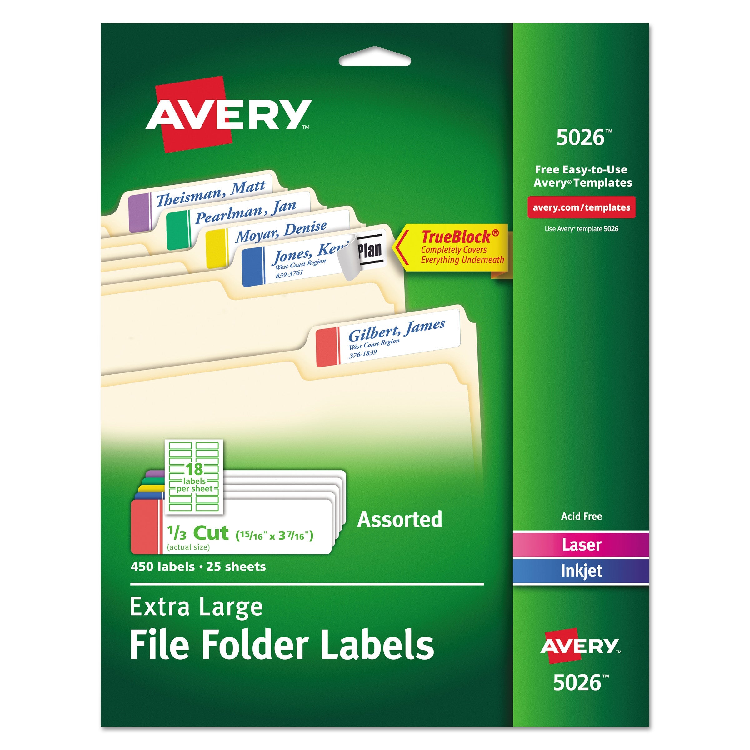 Extra-Large File Folder Labels | White | 450/pack