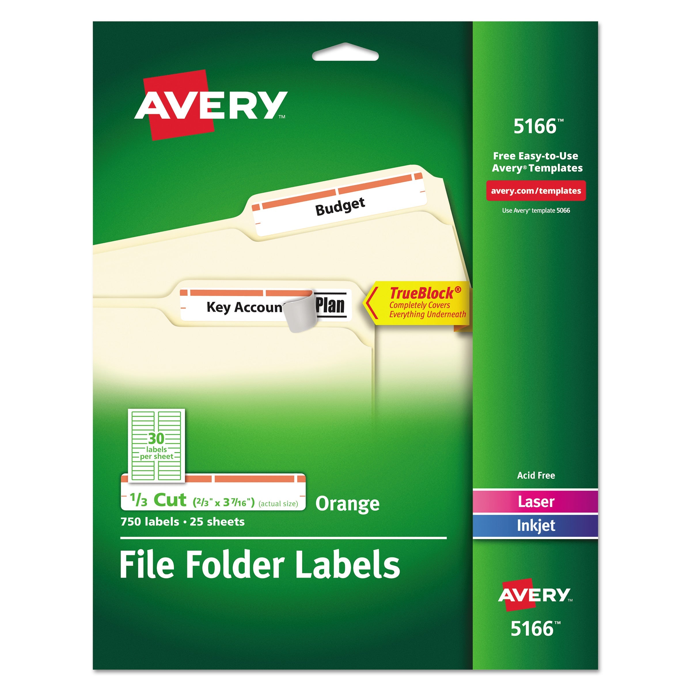 TrueBlock File Folder Labels | White | 750/pack