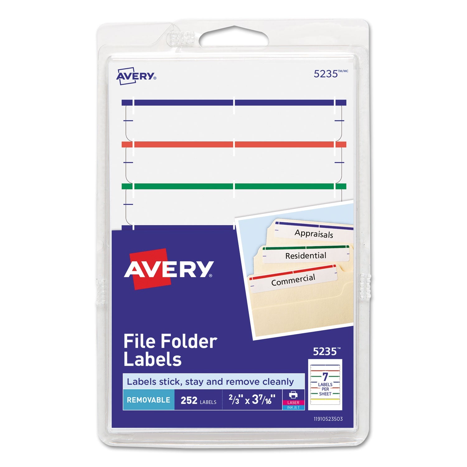 Removable File Folder Labels | White, 252/Pack