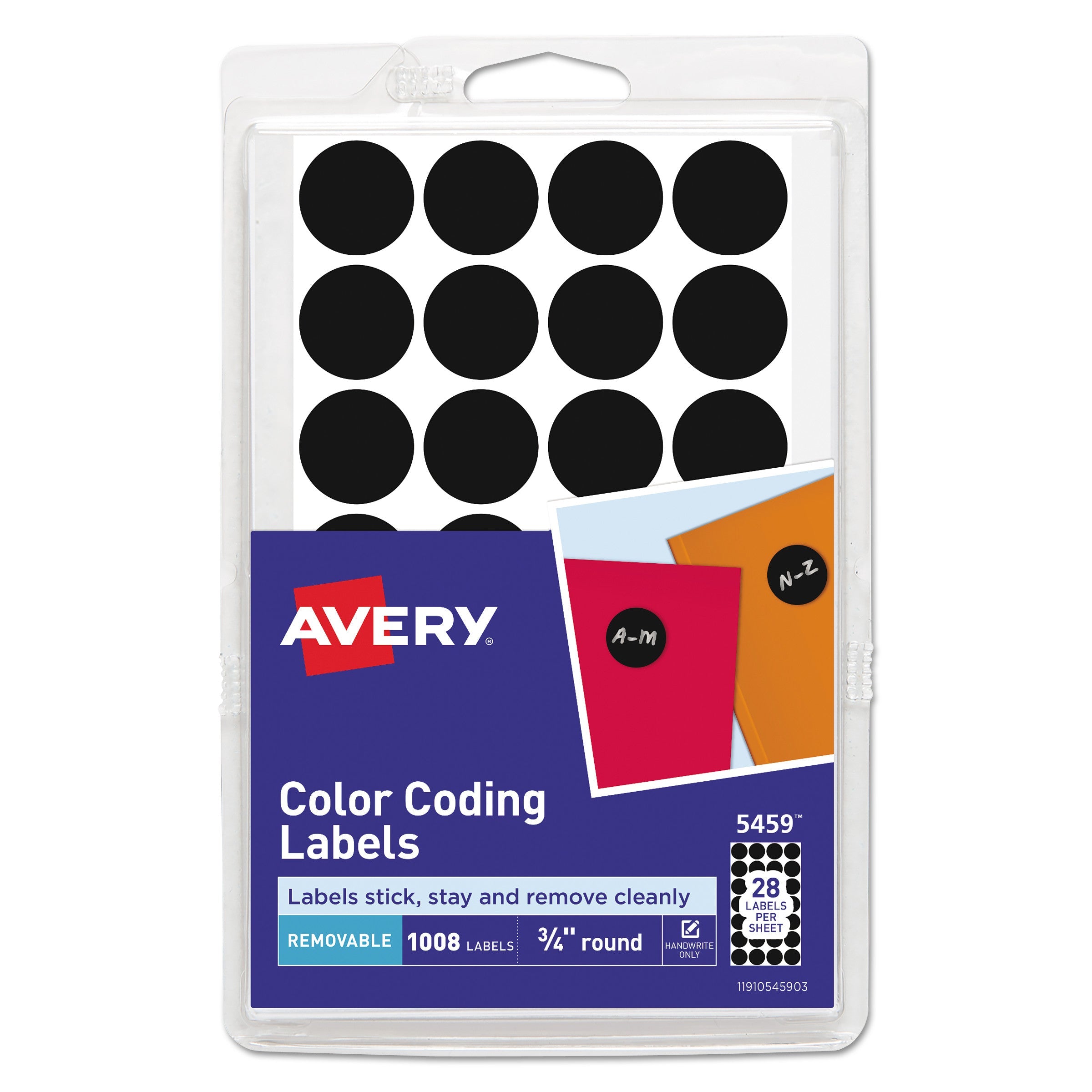 Removable Round Color-Coding Labels | 0.75" Black