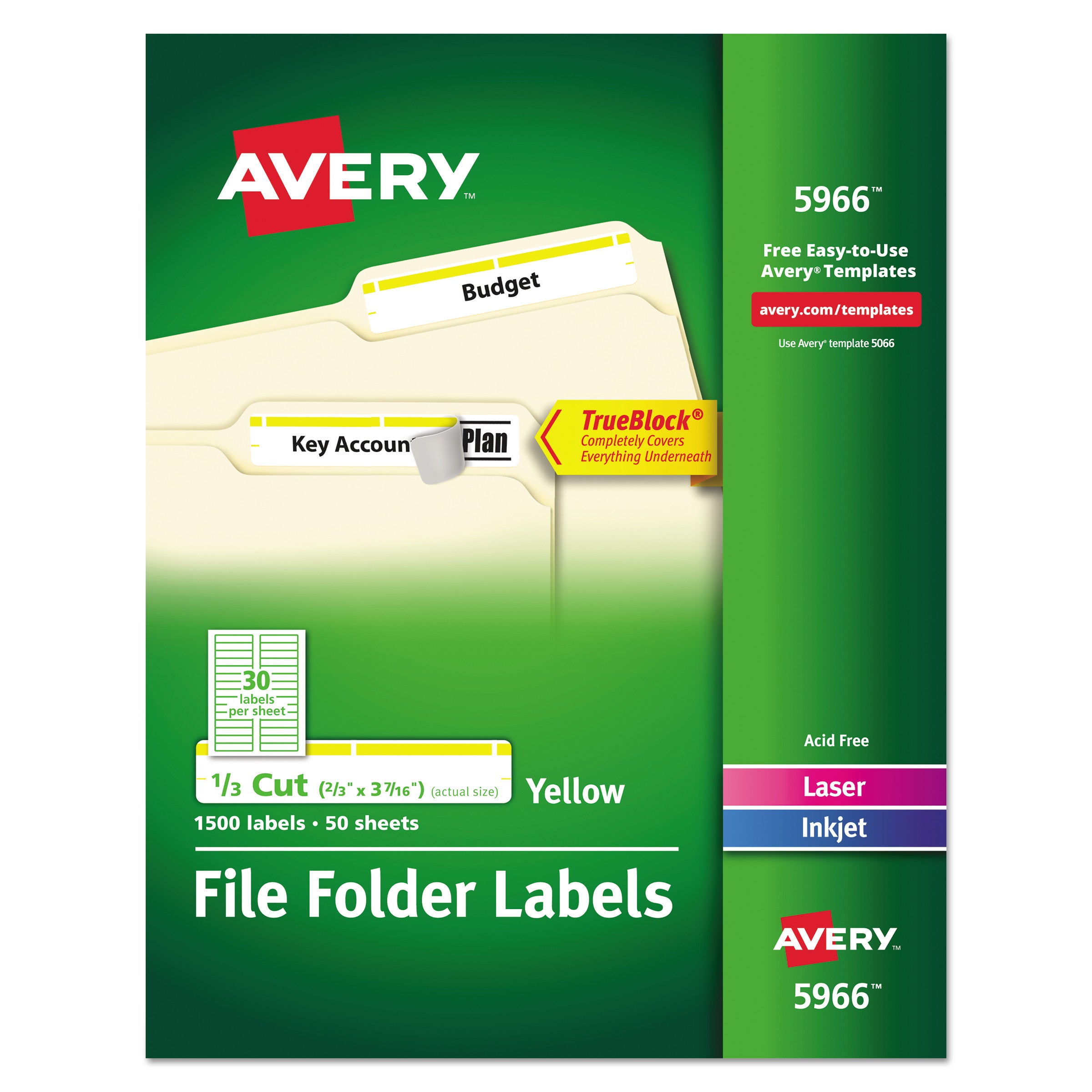 TrueBlock File Folder Labels | Yellow/White