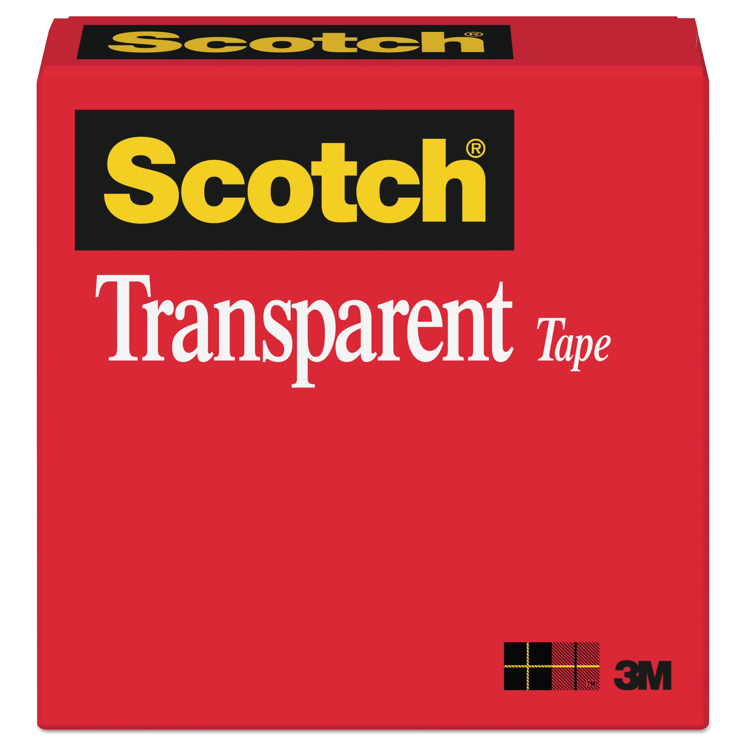 Scotch® Transparent Tape, 1" Core, 0.5" X 36 Yds, Transparent