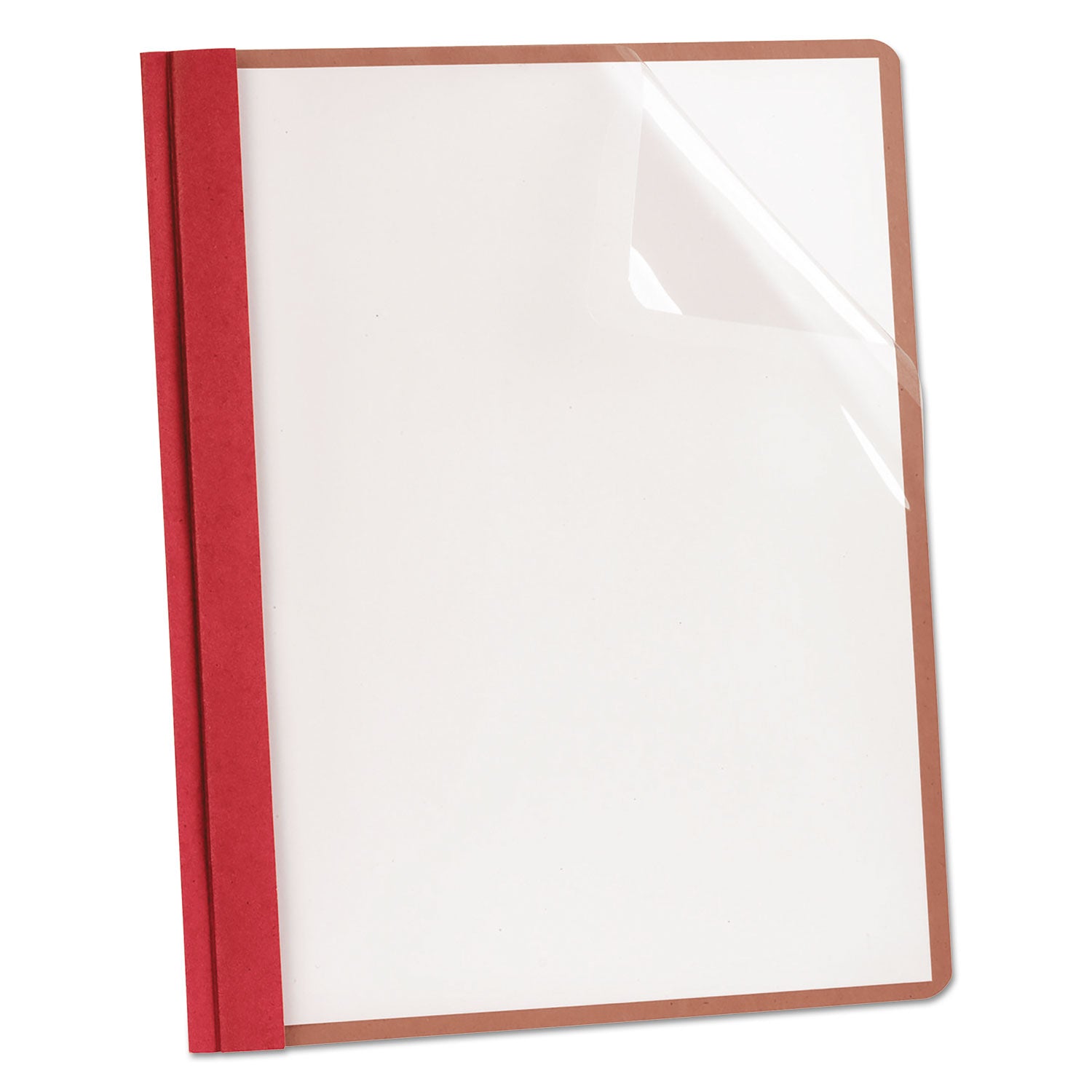 Oxford™ Earthwise By Oxford 100% Recycled Clear Front Report Covers, 3-Prong Fastener, 0.5" Capacity, 8.5 X 11, Clear/red, 25/box