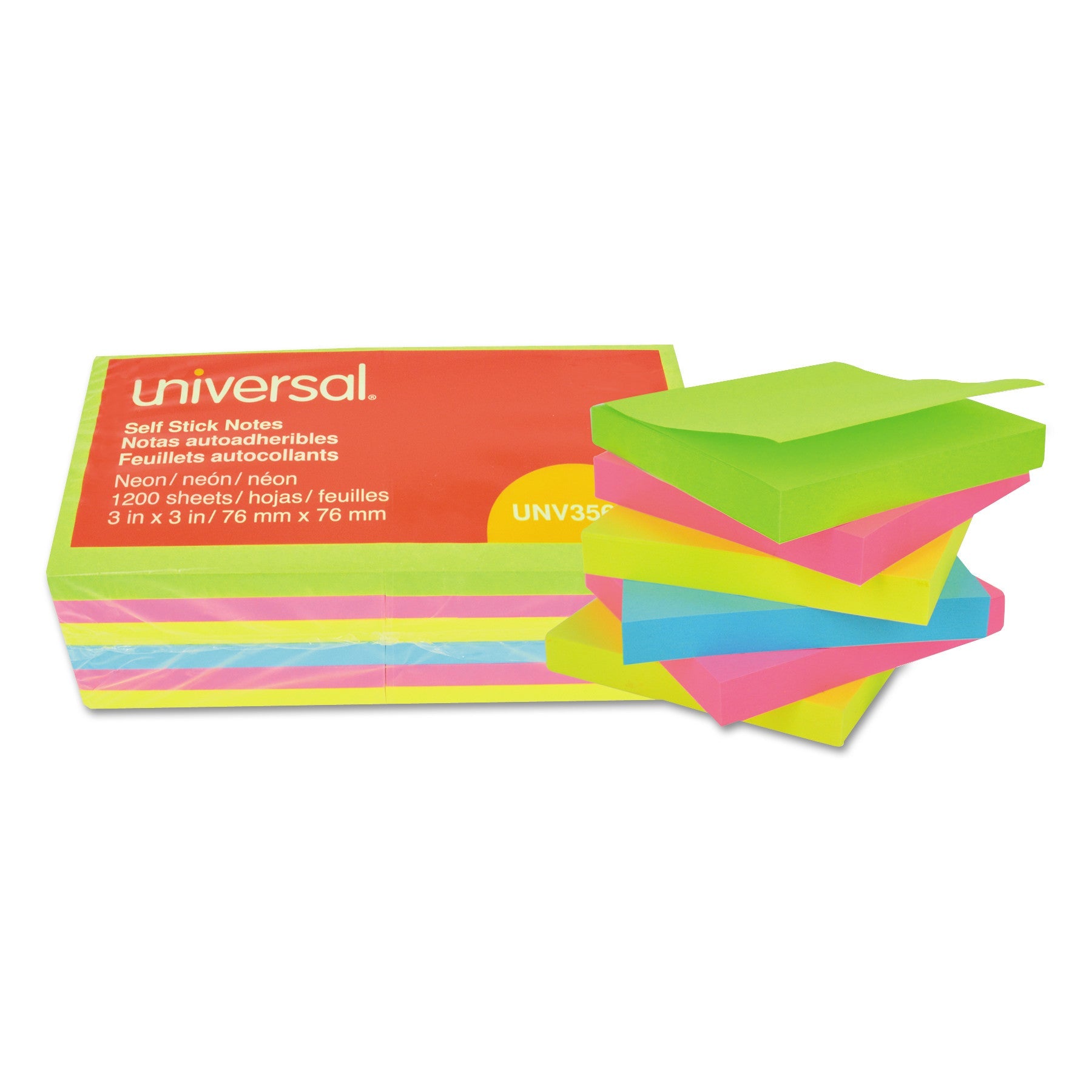 Self-Stick Note Pads | 3x3 Neons, 12-Pads