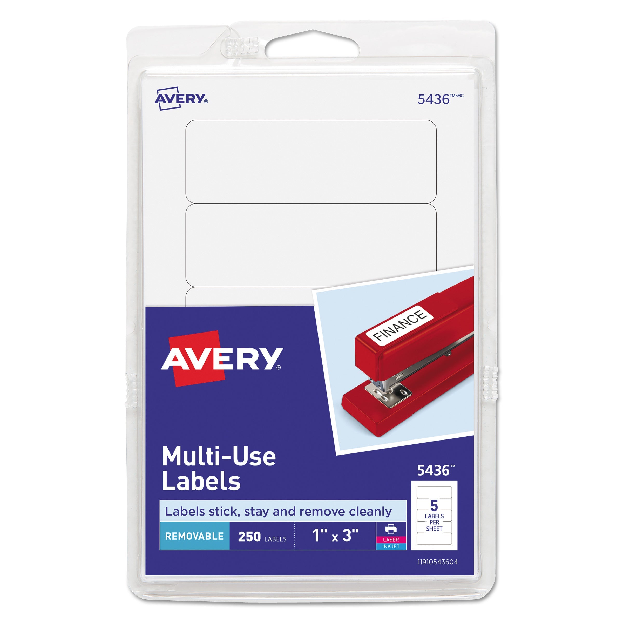 Removable Multi-Use Labels | 1x3 White | 250/pack