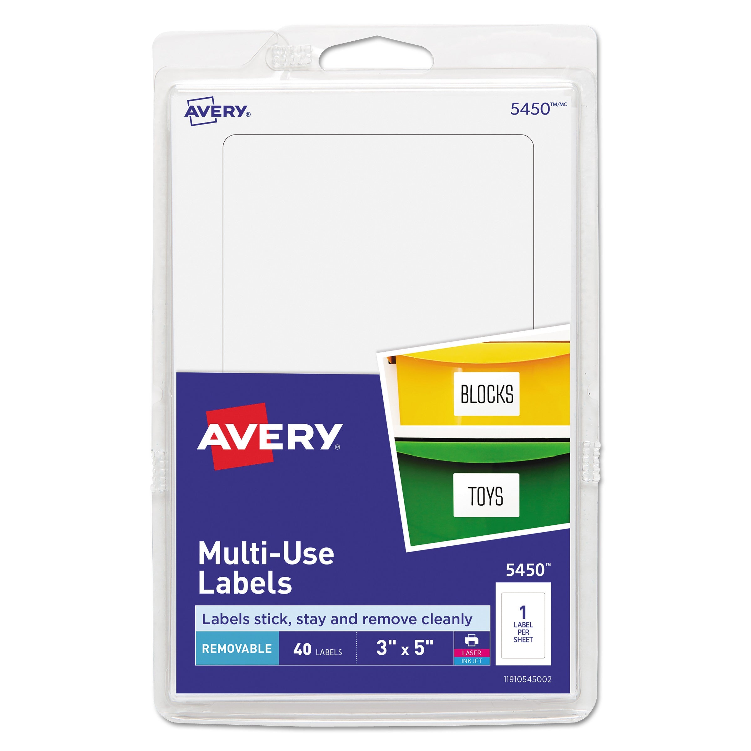 Removable Multi-Use Labels | 3x5 White | 40/pack