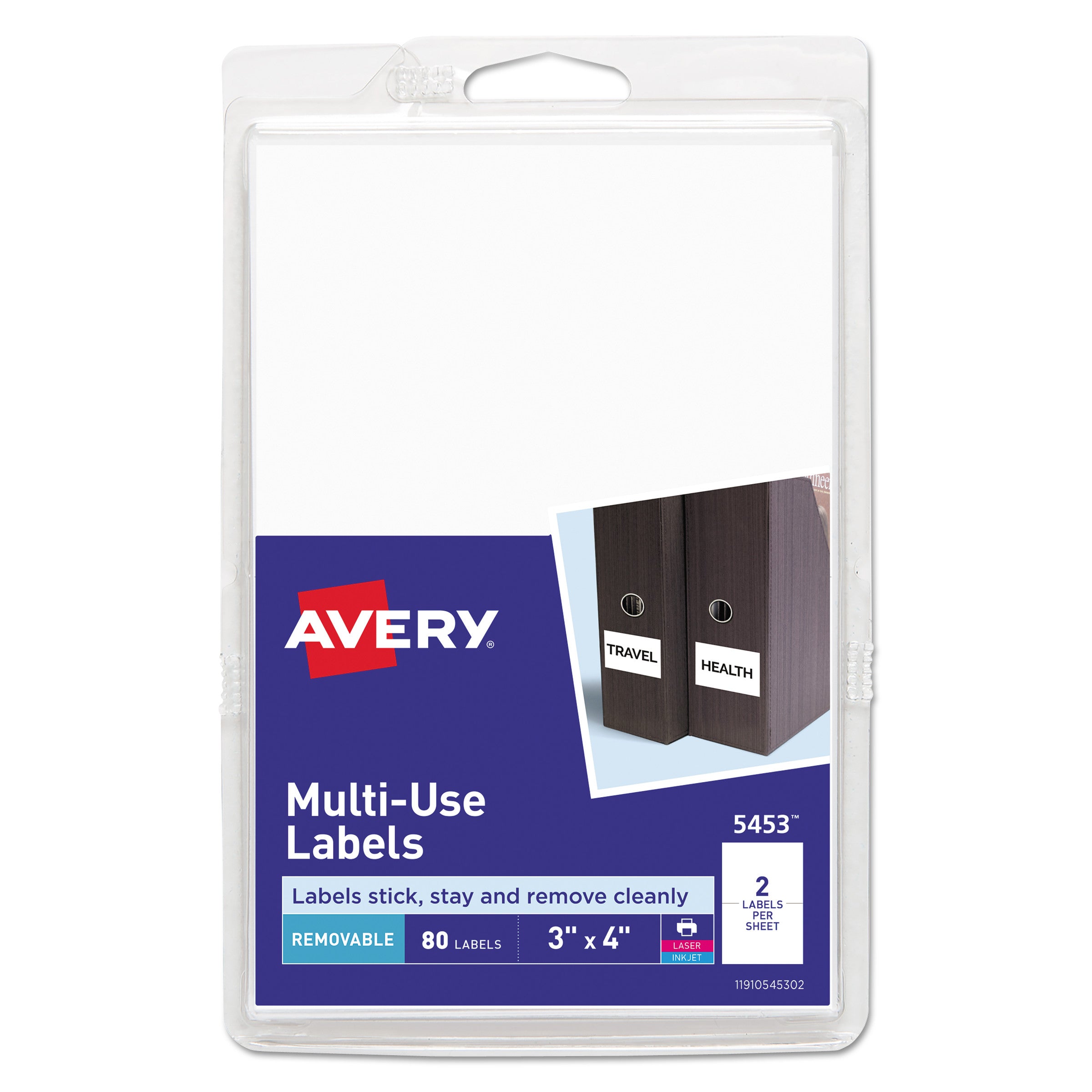 Removable Multi-Use Labels | 3x4 White | 80/pack