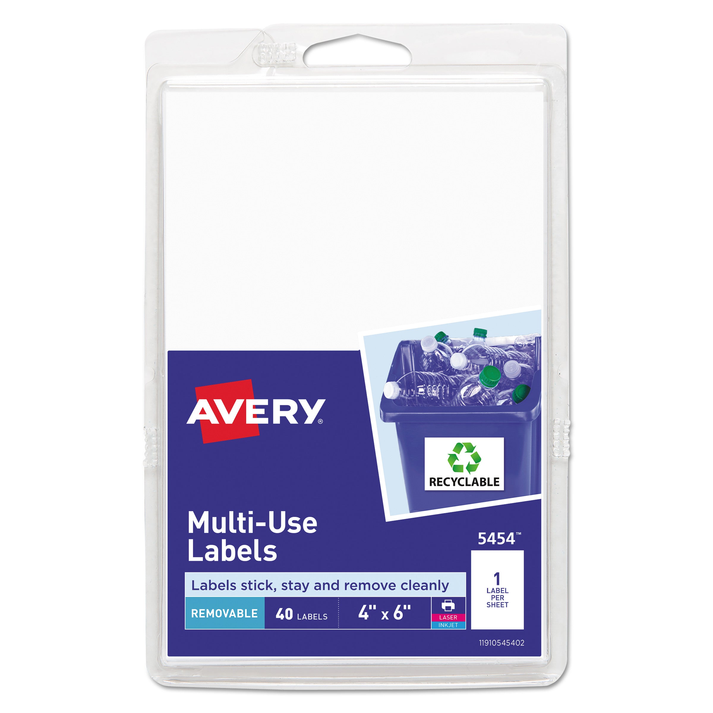 Removable Multi-Use Labels | 4x6 White | 40/pack