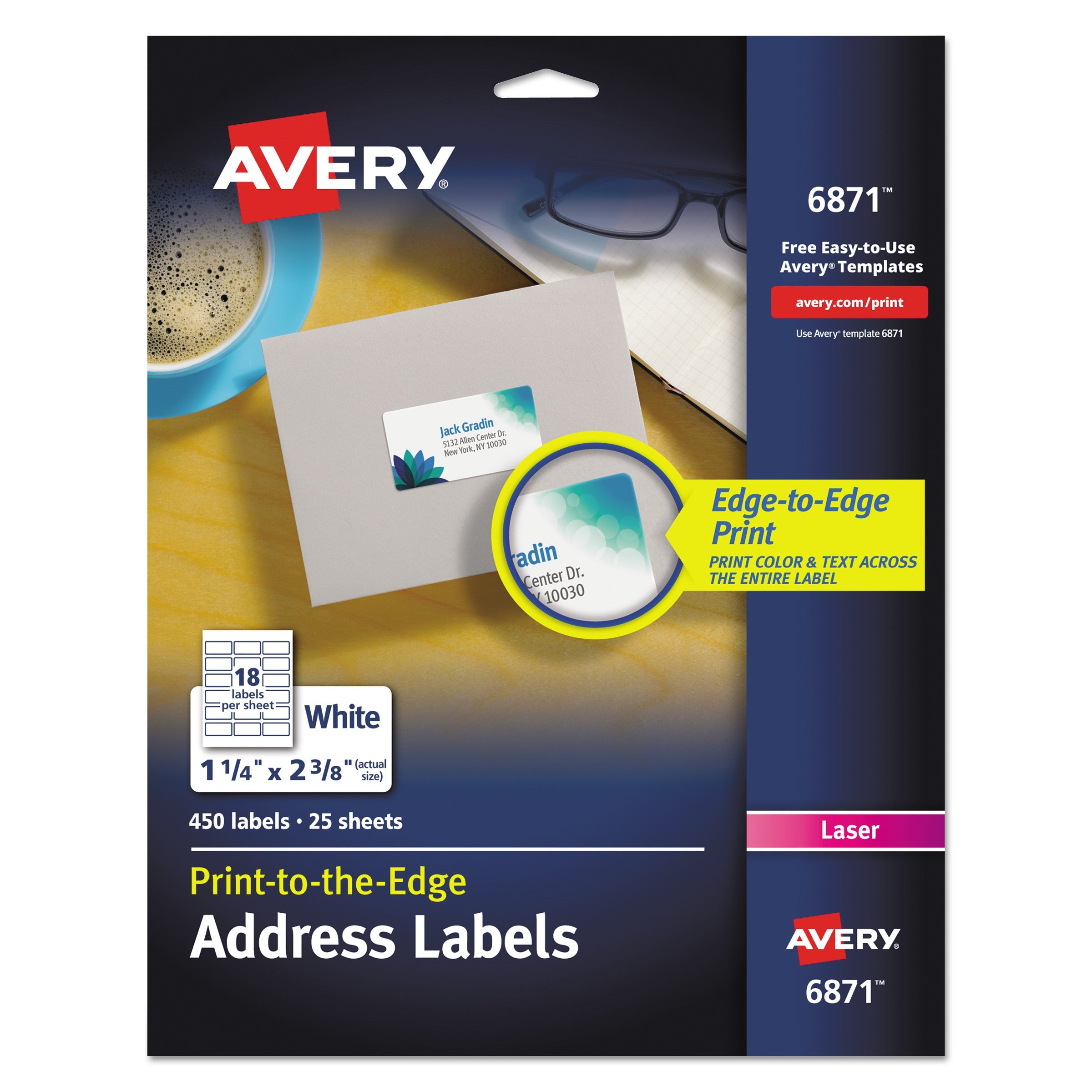 Vibrant Laser Color-Print Labels | White, 450/Pack