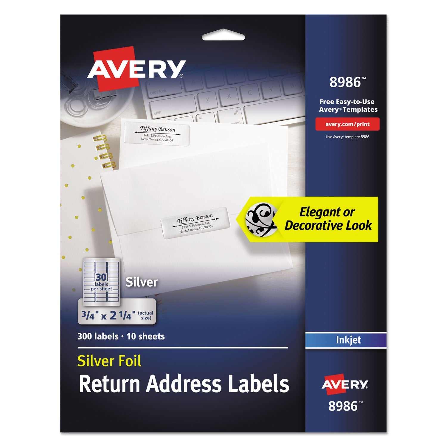 Foil Mailing Labels | Silver | Inkjet | 300-Pack