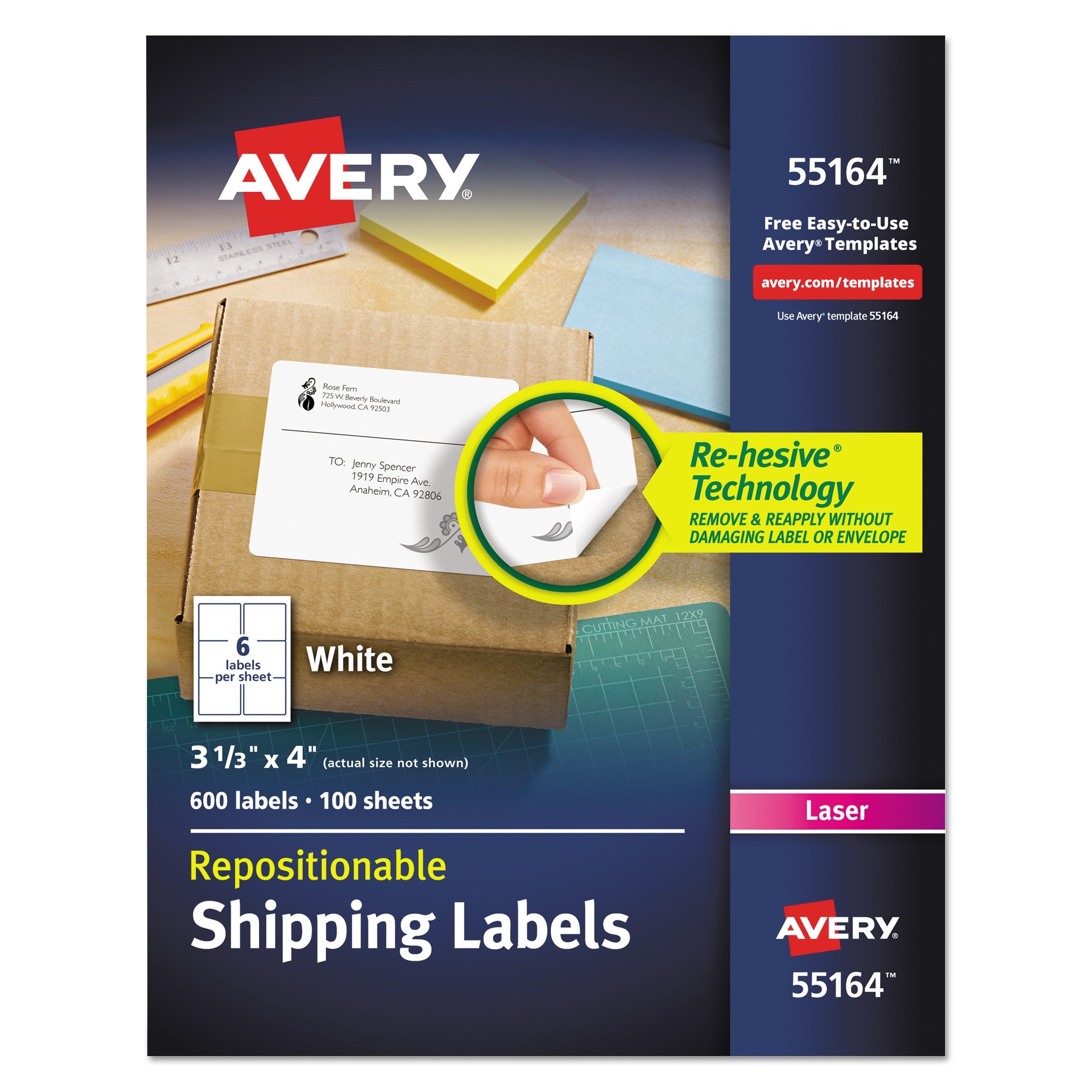 Repositionable Shipping Labels | Laser | 600/Box