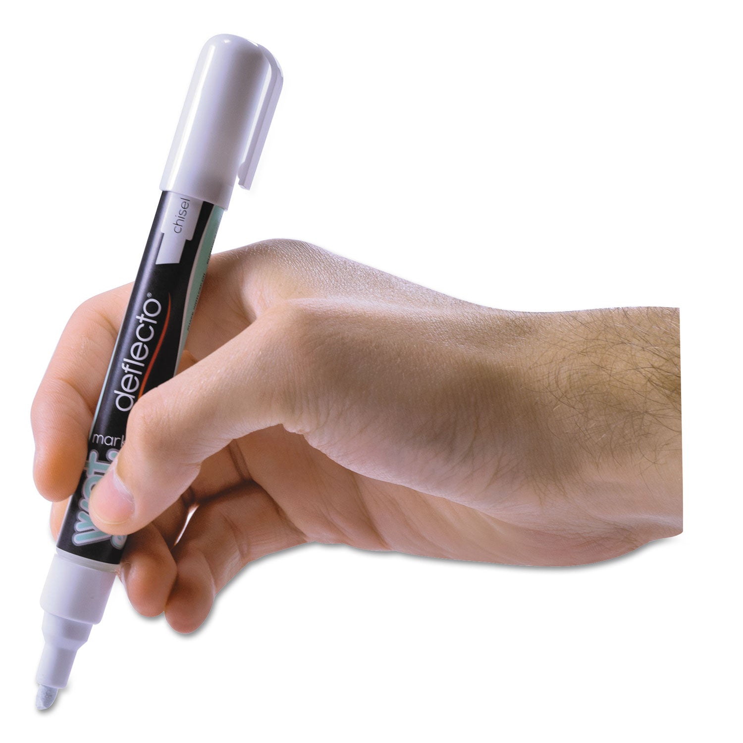 deflecto® Wet Erase Markers, Medium Chisel Tip, White, 4/pack