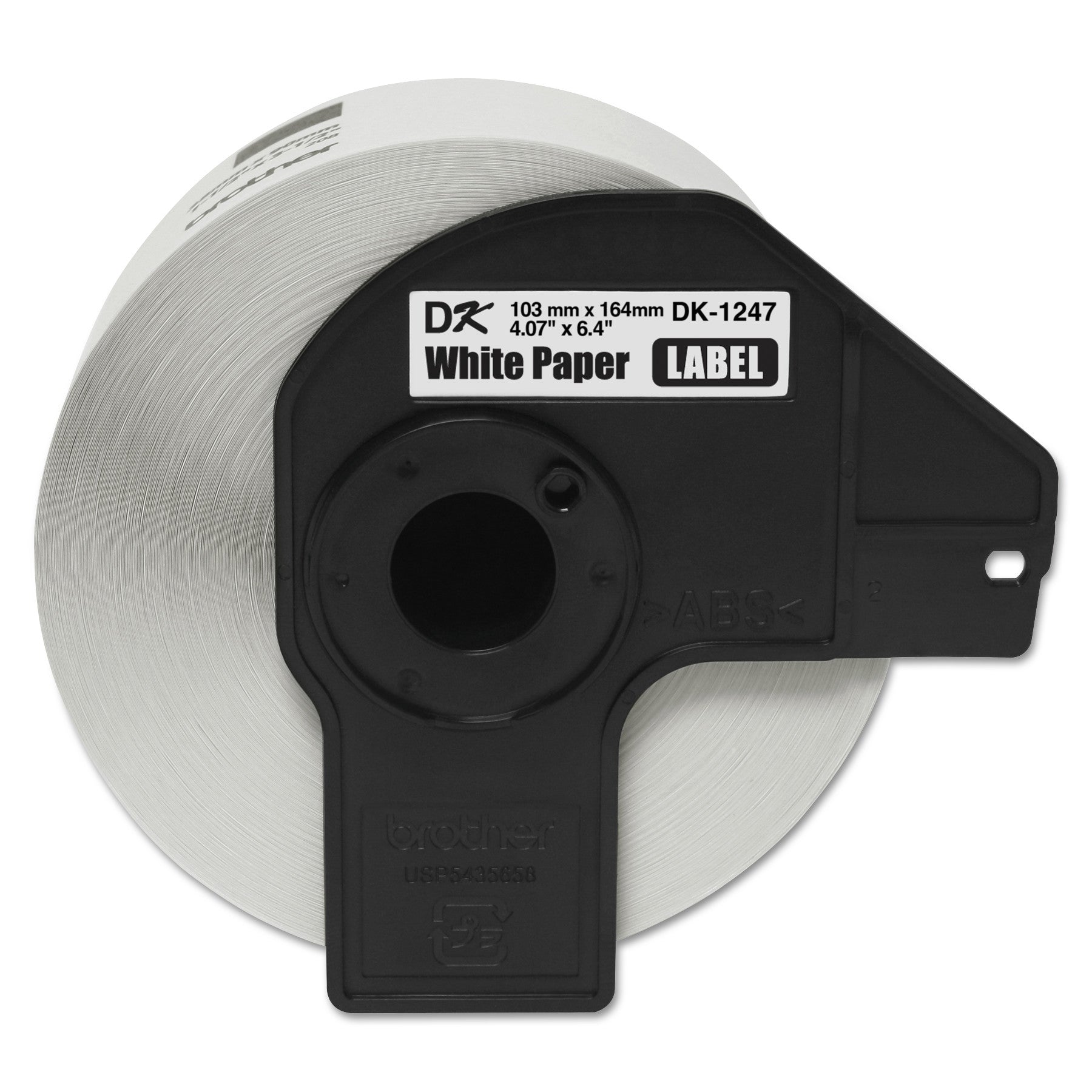 Brother P-Touch® DK1247 Label Tape, 4.07" x 6.4", Black on White, 180 Labels/Roll