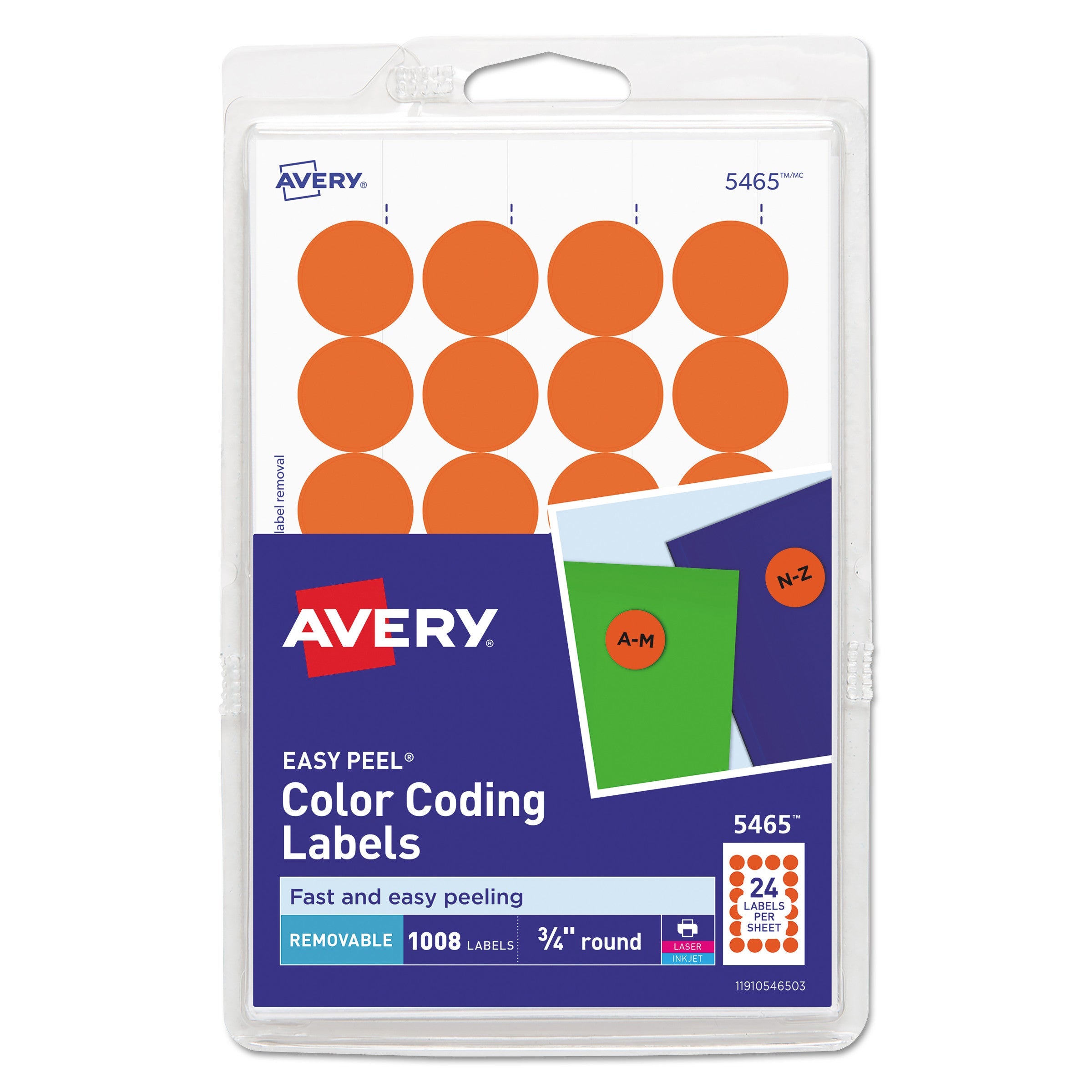 Removable Color-Coding Labels | 0.75" Orange