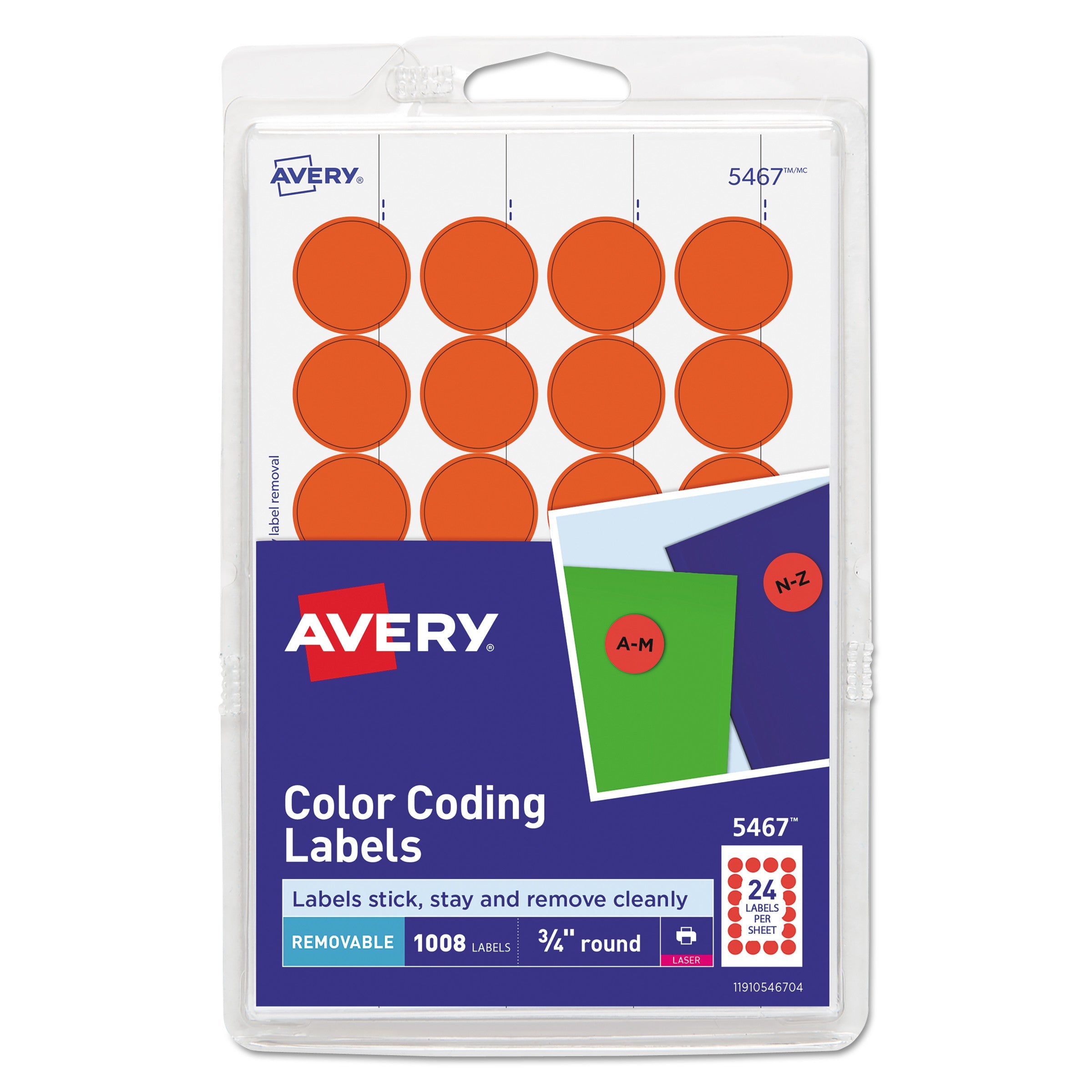 Removable Color-Coding Labels | 0.75" Neon Red