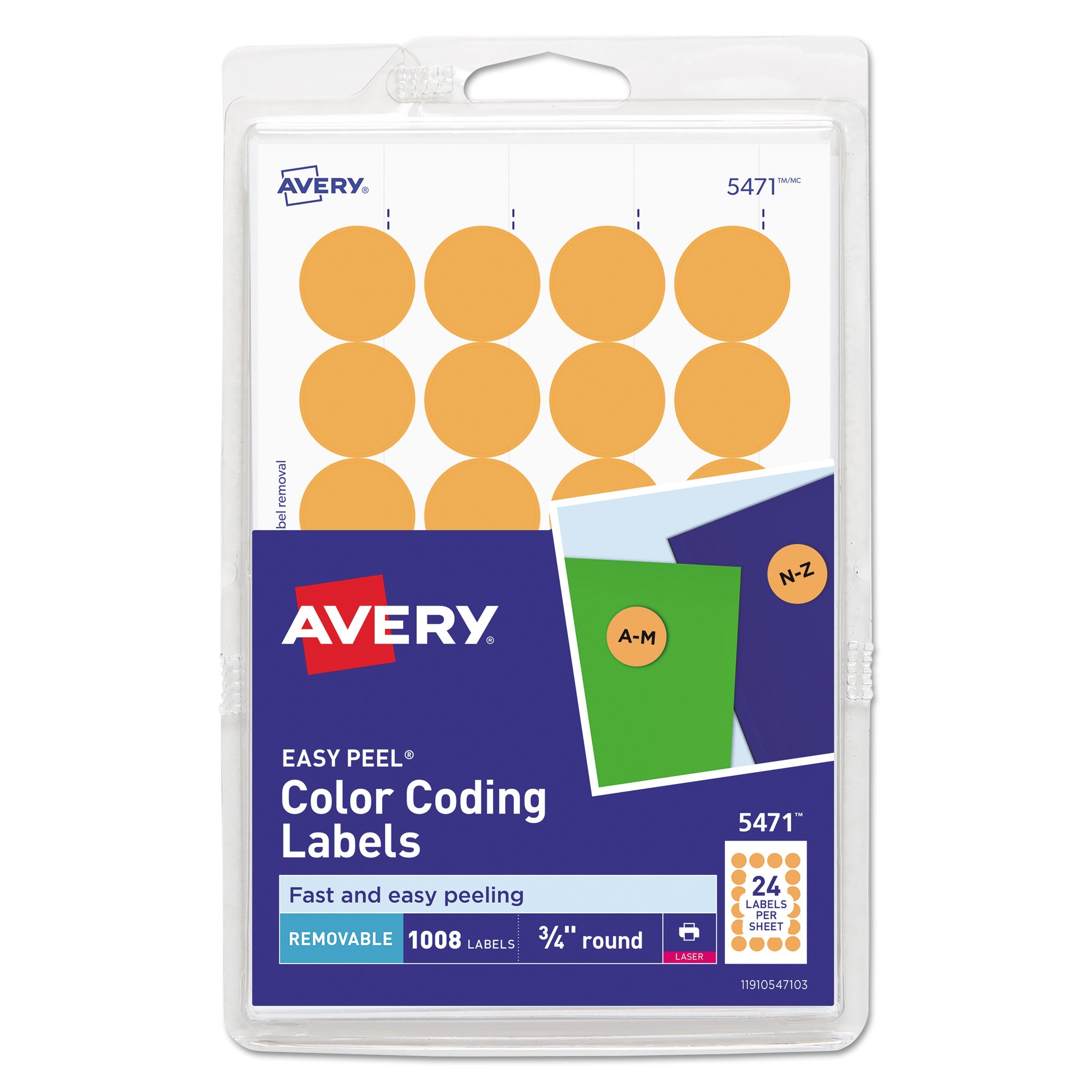 Removable Color-Coding Labels | 0.75" Neon Orange