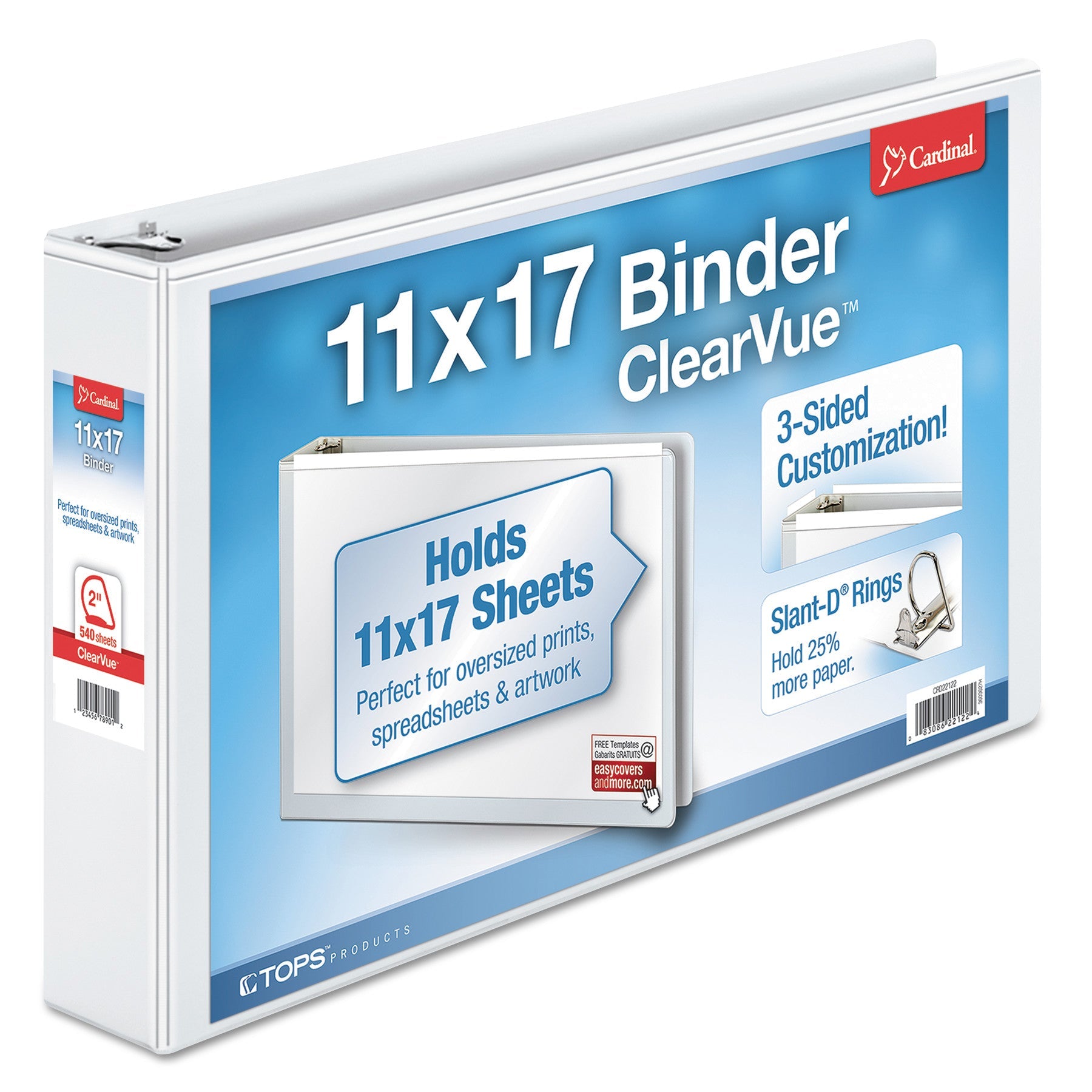 ClearVue Slant-D Ring Binder | 2" 11x17