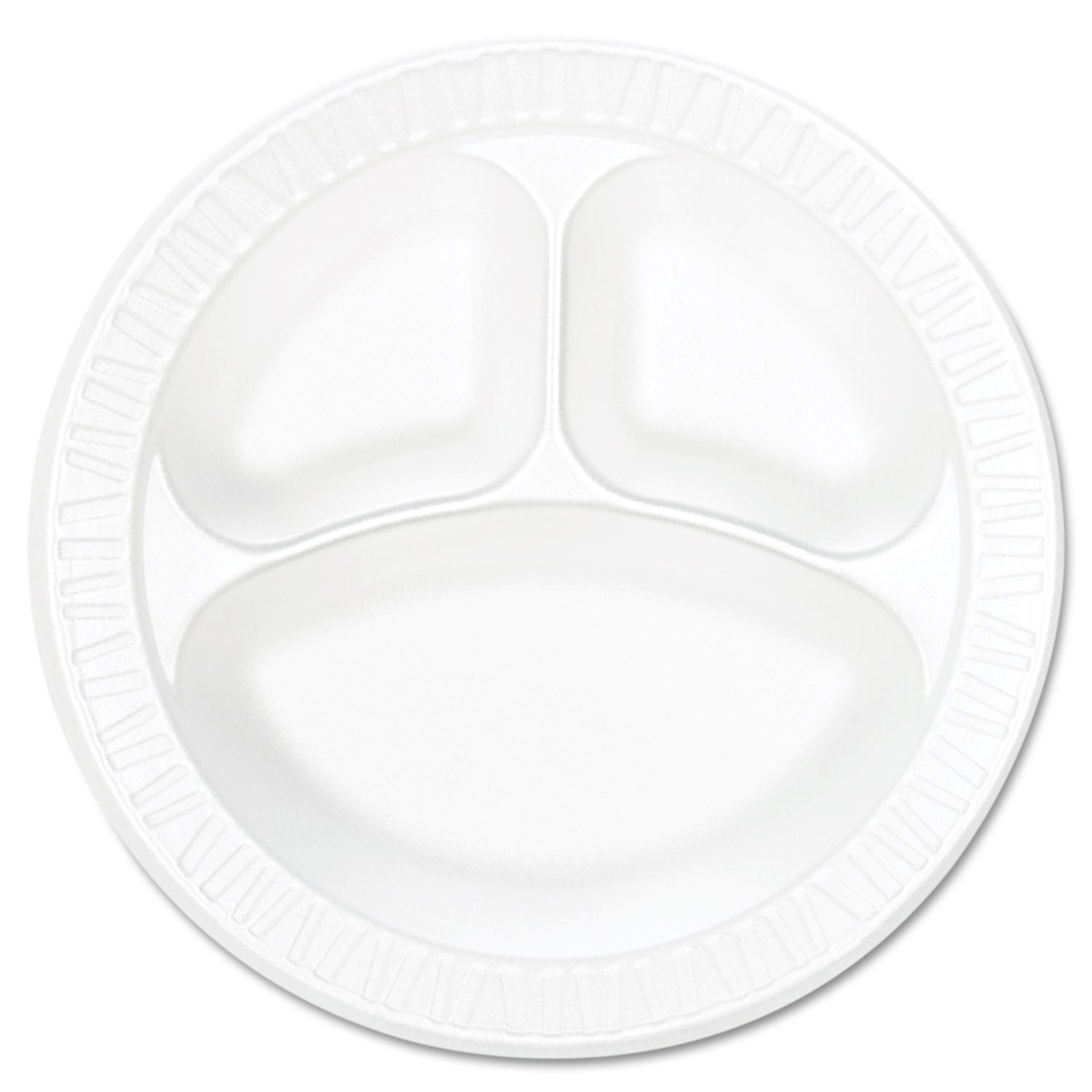 Dart® Concorde Foam Plate, 3-Compartment Plate, 10.25" dia, White, 125/Pack, 4 Packs/Carton