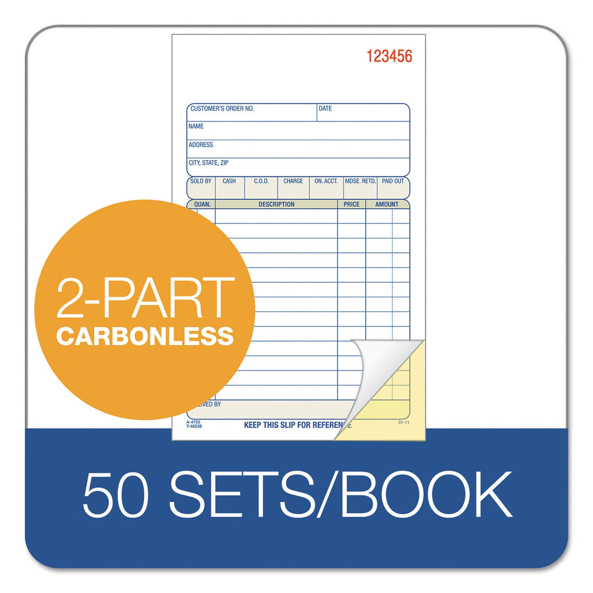 Adams® Multipart Sales Order Pad, 12 Lines, Two-Part Carbonless, 4.19 x 6.69, 50 Forms Total