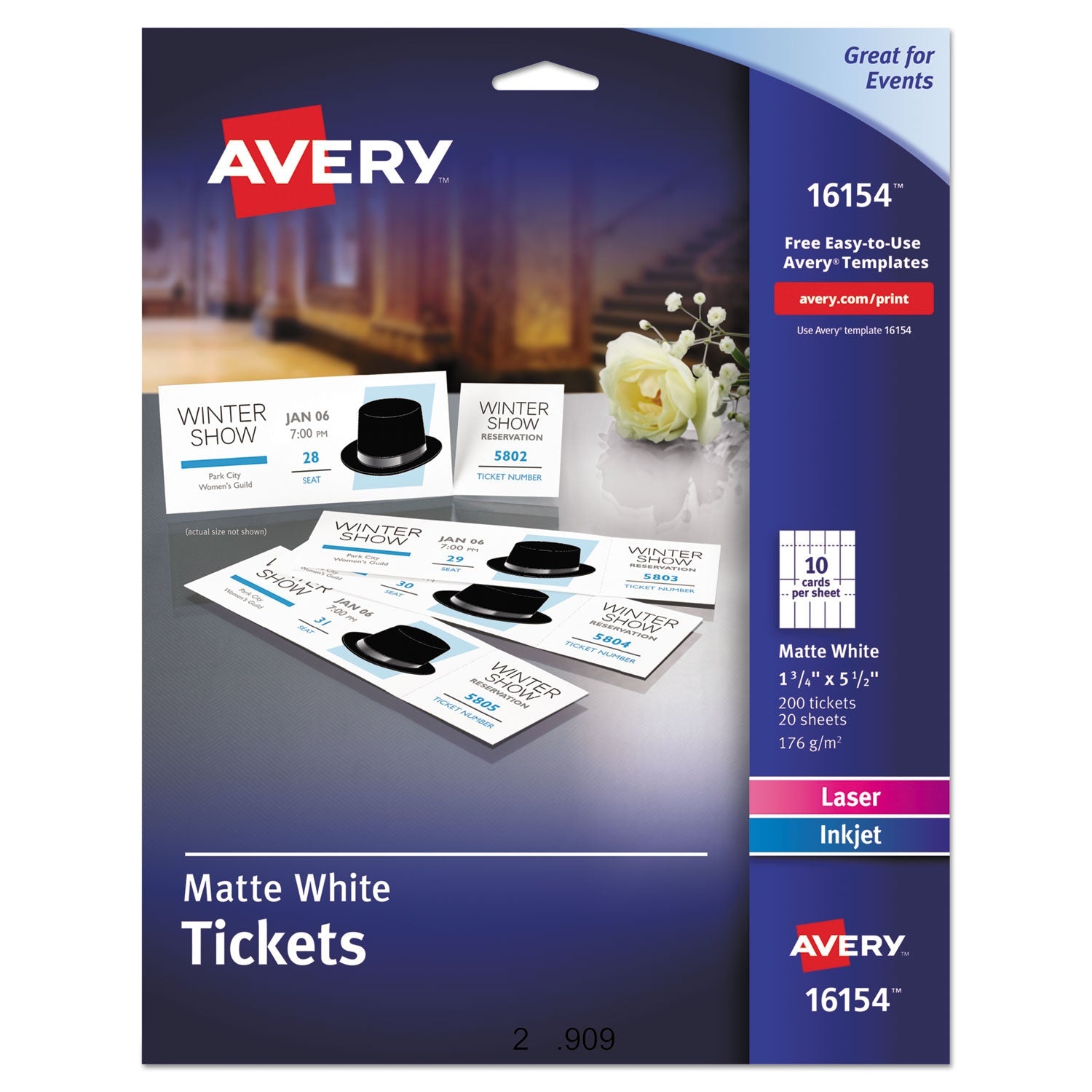 Printable Tickets w/Tear-Away Stubs | 200/Pack