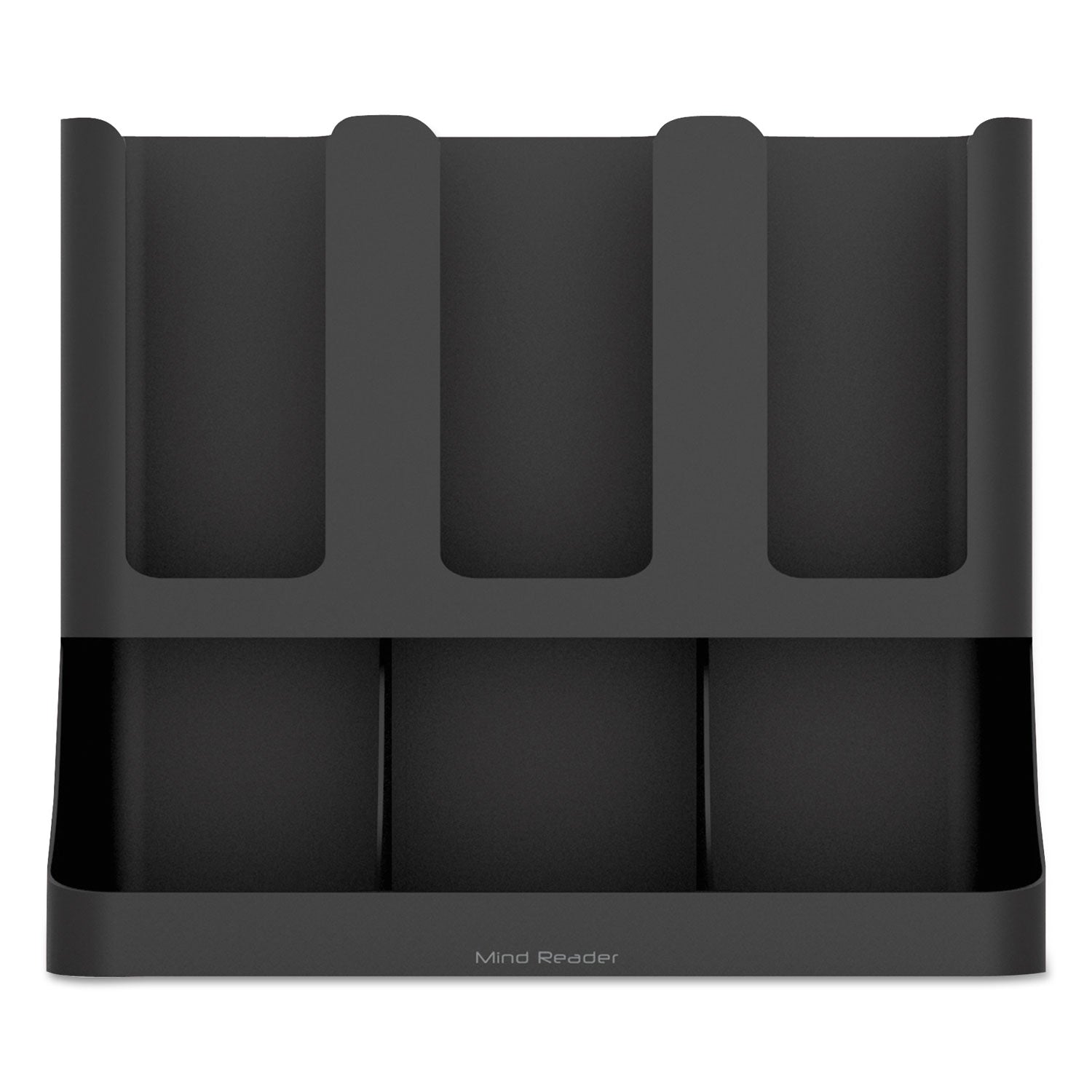 Mind Reader Flume Six-Section Upright Coffee Condiment/Cup Organizer, 11.5 x 6.5 x 15, Black