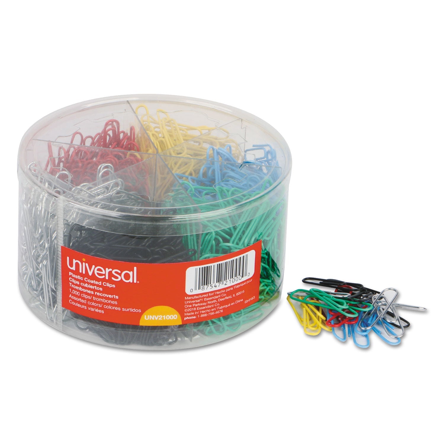 Plastic-Coated Paper Clips | Assorted, 1000/Tub