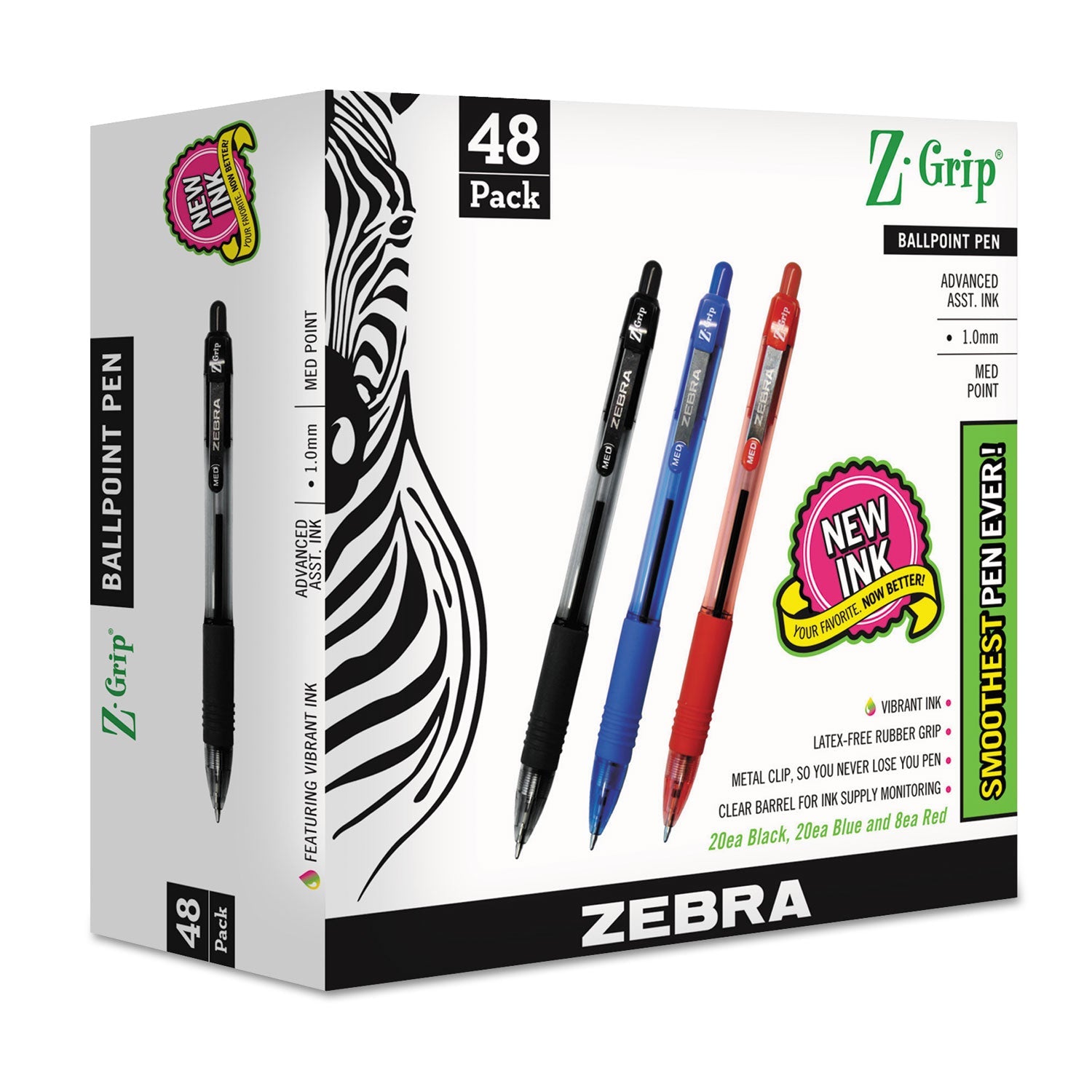 Z-Grip Ballpoint Pen | Assorted Colors, 48-Pack