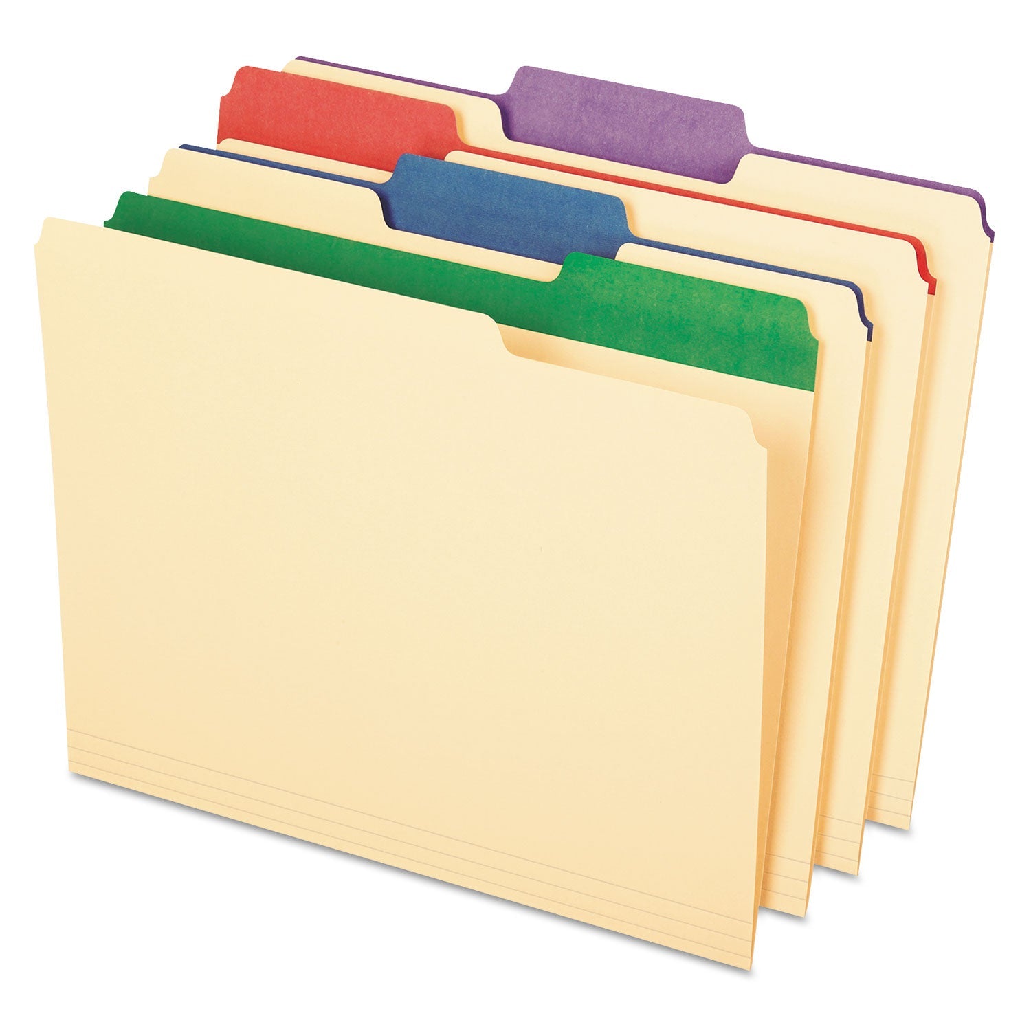 Pendaflex® Color Tab File Folders, 1/3-Cut Tabs: Assorted, Letter Size, 0.75" Expansion, Manila, 50/Box