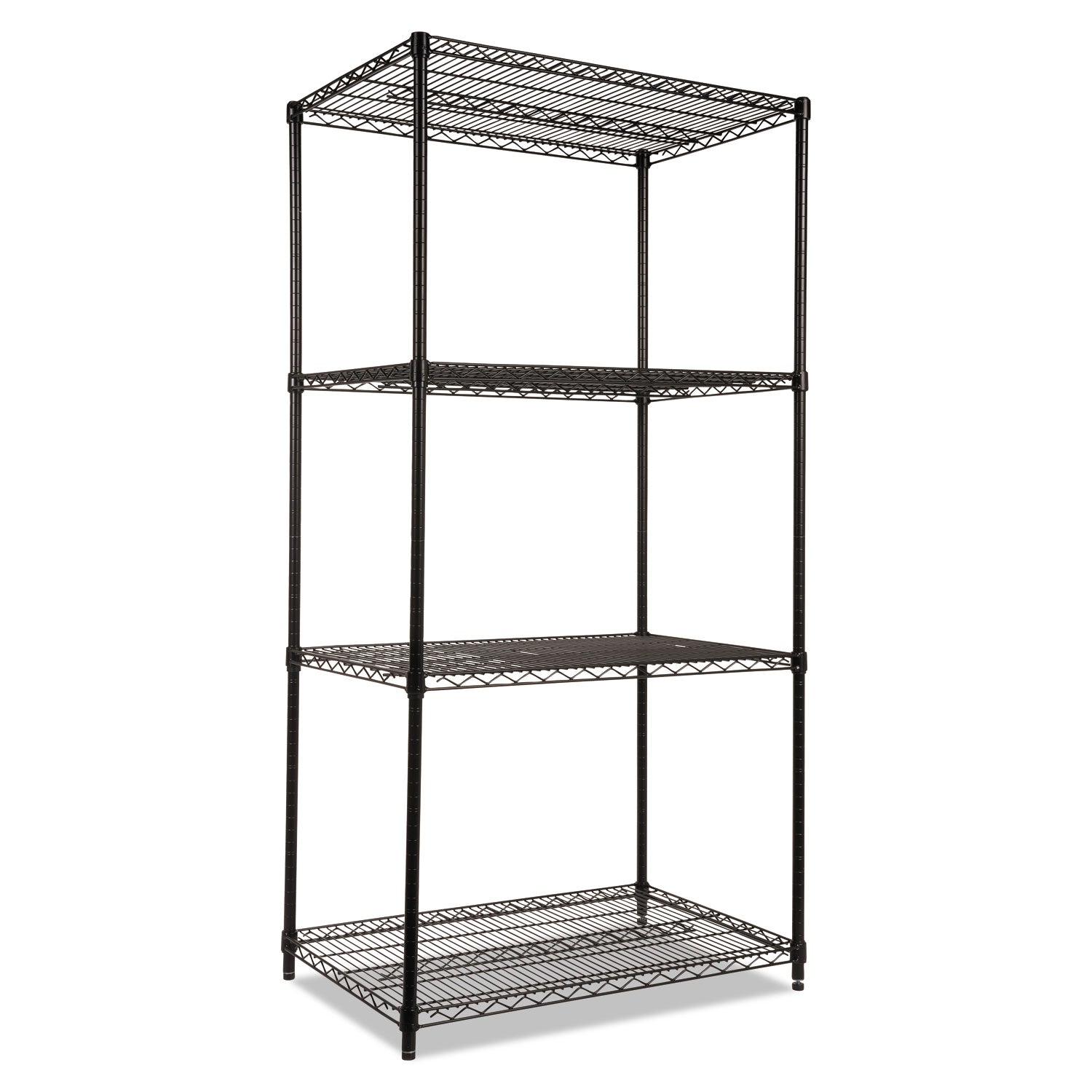 Alera® NSF Certified Industrial Four-Shelf Wire Shelving Kit, 36w x 24d x 72h, Black
