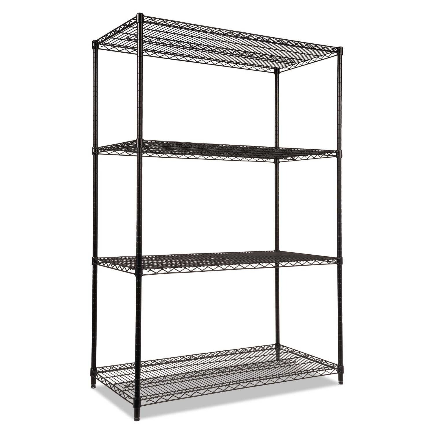 Alera® NSF Certified Industrial Four-Shelf Wire Shelving Kit, 48w x 24d x 72h, Black