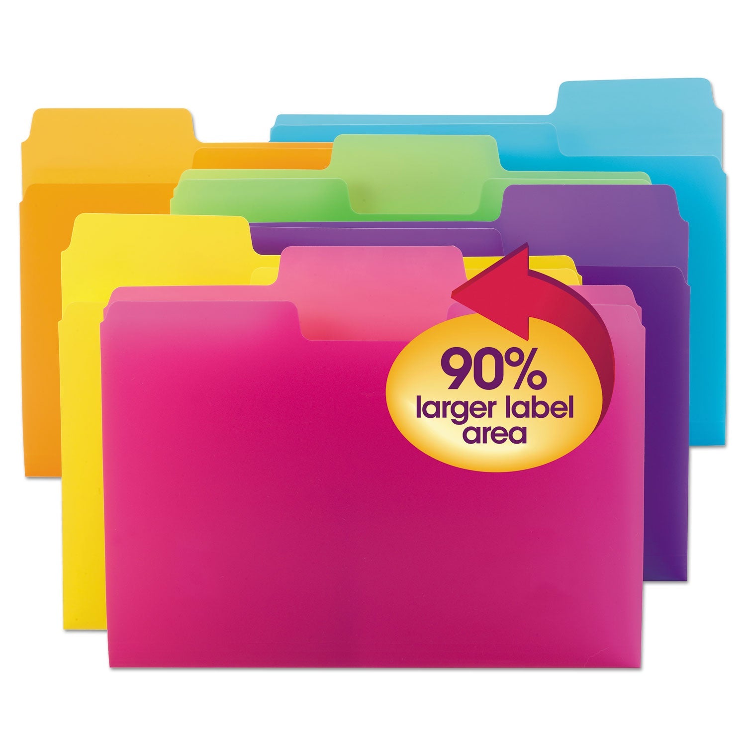 Smead SuperTab Top Tab File Folders, 1/3-Cut Tabs: Assorted, Letter Size, 0.75" Expansion, Polypropylene, 18/Pack