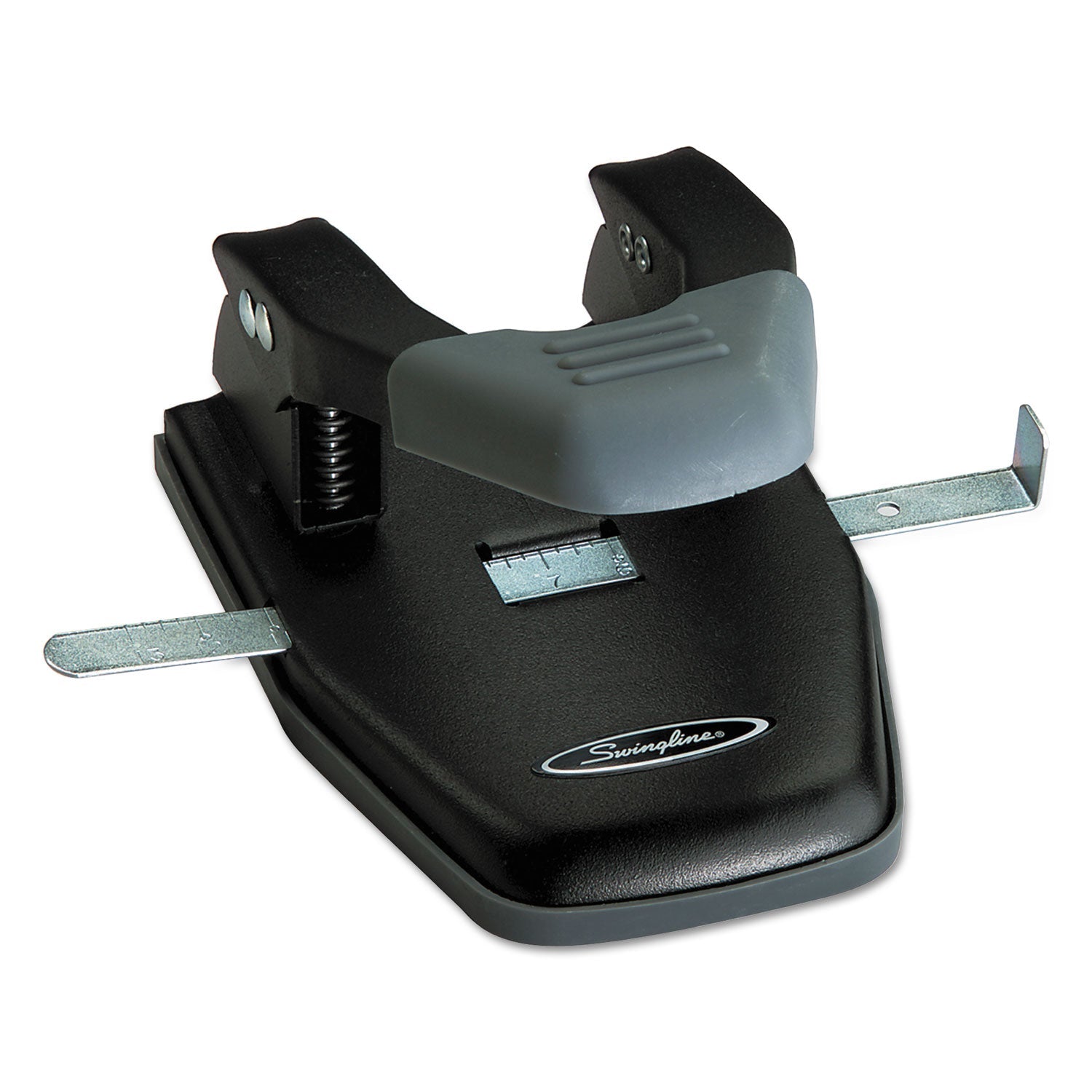 Swingline® 28-Sheet Comfort Handle Steel Two-Hole Punch, 1/4" Holes, Black/gray