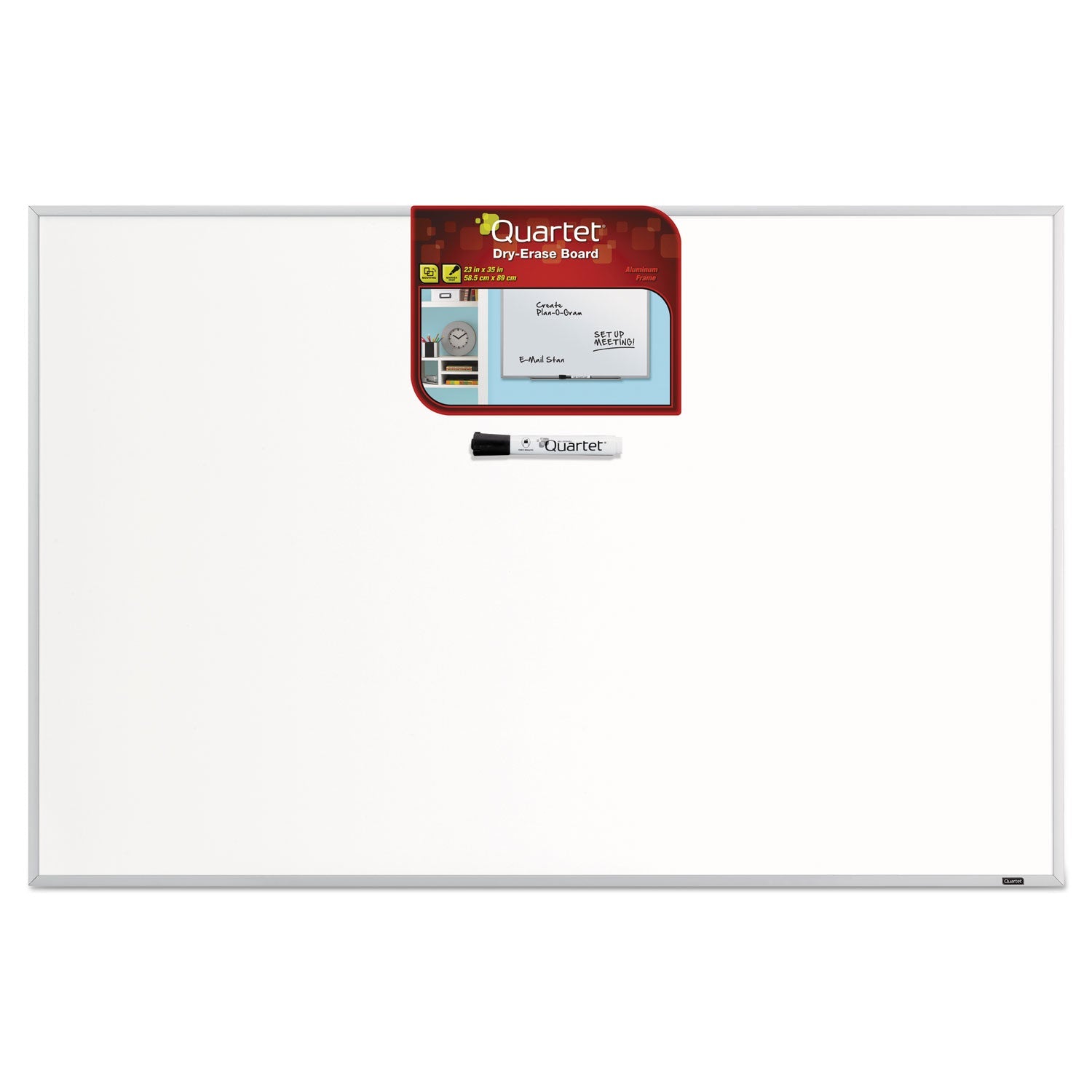 Quartet® Dry Erase Board, 36" x 24", White Surface, Satin Aluminum Frame