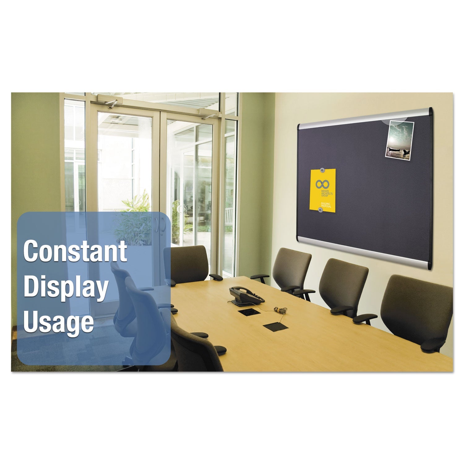 Quartet® Prestige Plus Magnetic Fabric Bulletin Boards, 72" x 48", Gray Surface, Satin Aluminum Frame