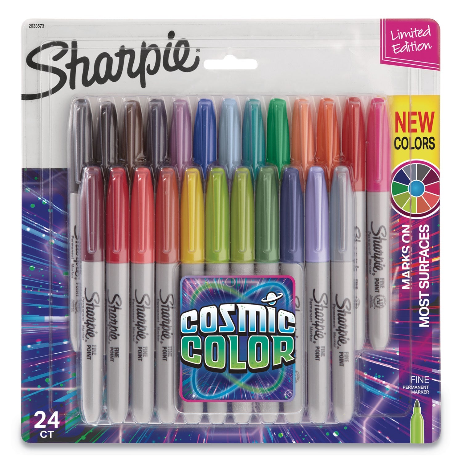 Sharpie® Cosmic Color Permanent Markers, Medium Bullet Tip, Assorted Cosmic Colors, 24/pack