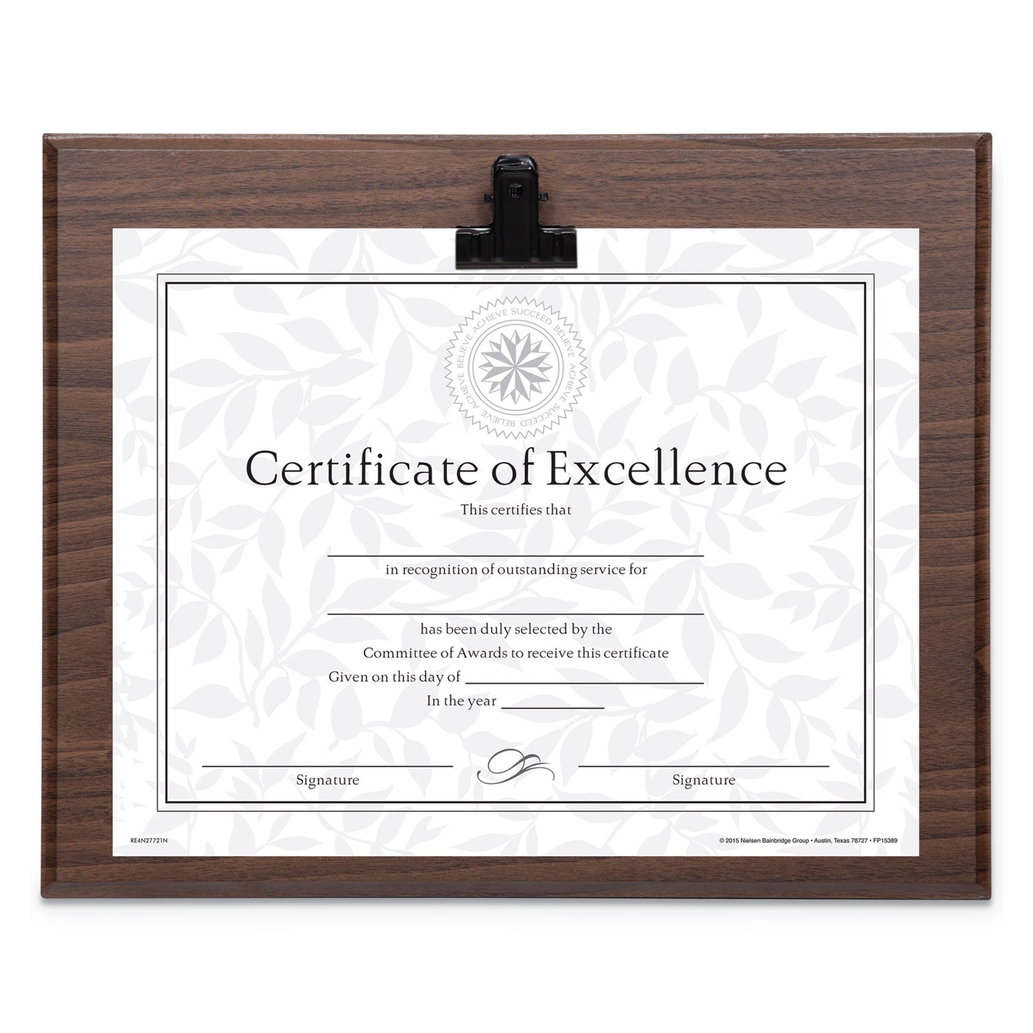 DAX® Plaque With Metal Clip, Wood, 8.5 x 11 Insert, Walnut