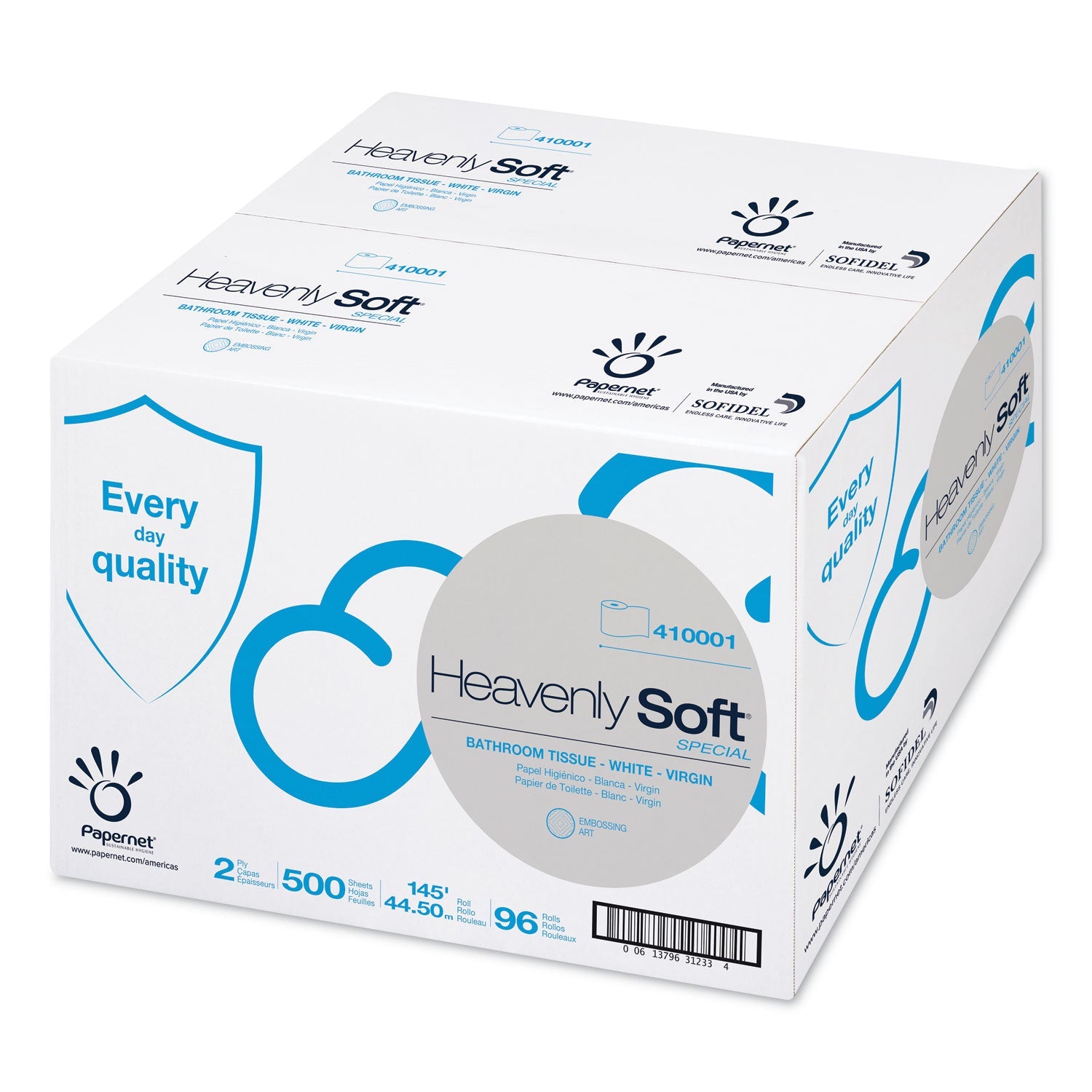 Papernet® Heavenly Soft Toilet Tissue, Septic Safe, 2-Ply, White. 4.1" X 146 Ft, 500 Sheets/roll, 96 Rolls/carton