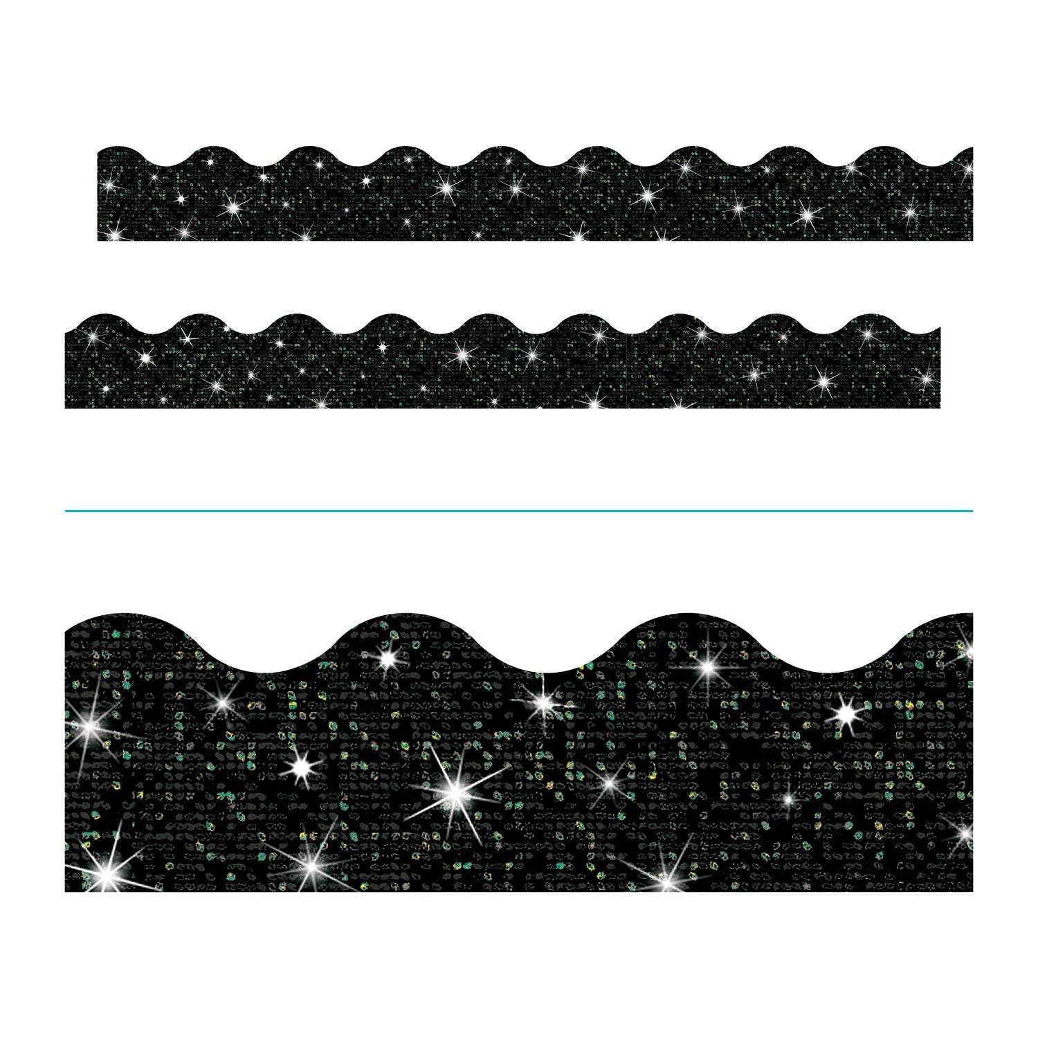TREND® Sparkle Terrific Trimmers, Sparkles, 2.75" x 32 ft, Black Sparkle, 12/Set