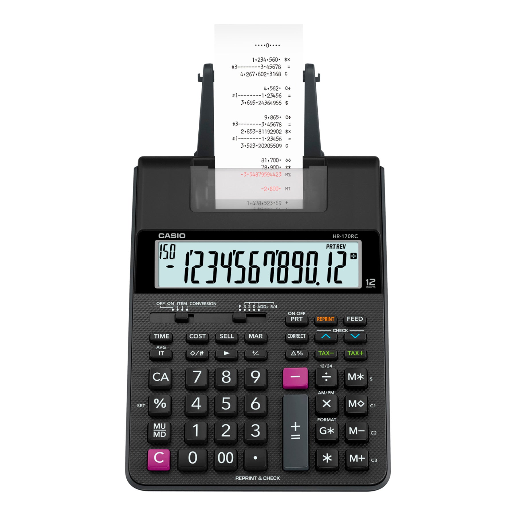 Casio® HR170R Printing Calculator, Black/Red Print, 2 Lines/Sec