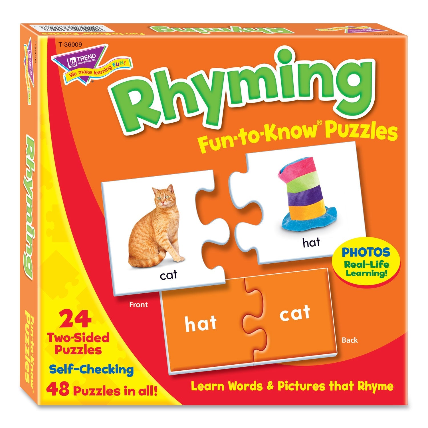 TREND® Fun to Know Puzzles, Word Rhymes Matching Game, Ages 3 and Up, (24) Puzzle Piece Pairs
