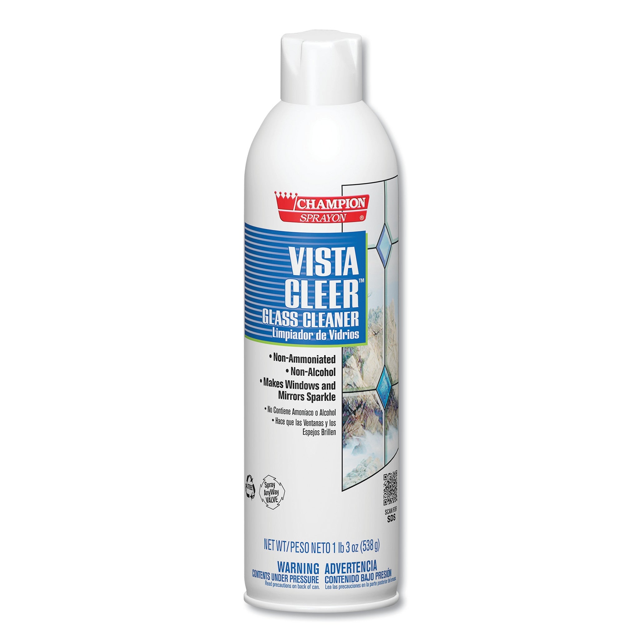 Chase Products Vista Cleer Ammonia-Free, Clean Scent, 20 Oz Aerosol Spray, 12/carton