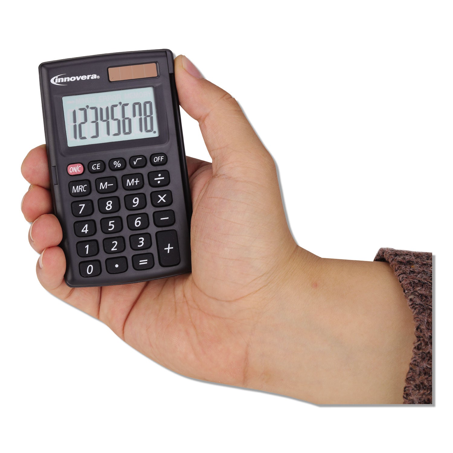 Innovera® 15921 Pocket Calculator with Hard Shell Flip Cover, 8-Digit LCD