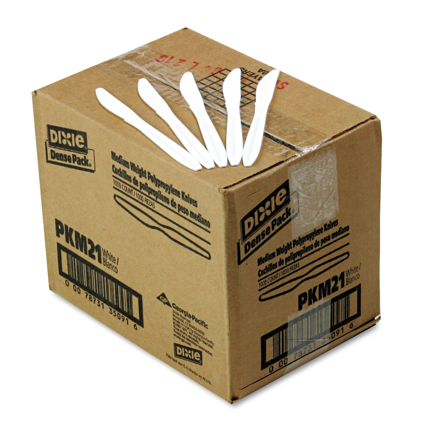 Dixie® Plastic Cutlery, Mediumweight Knife, White, 1,000/Carton