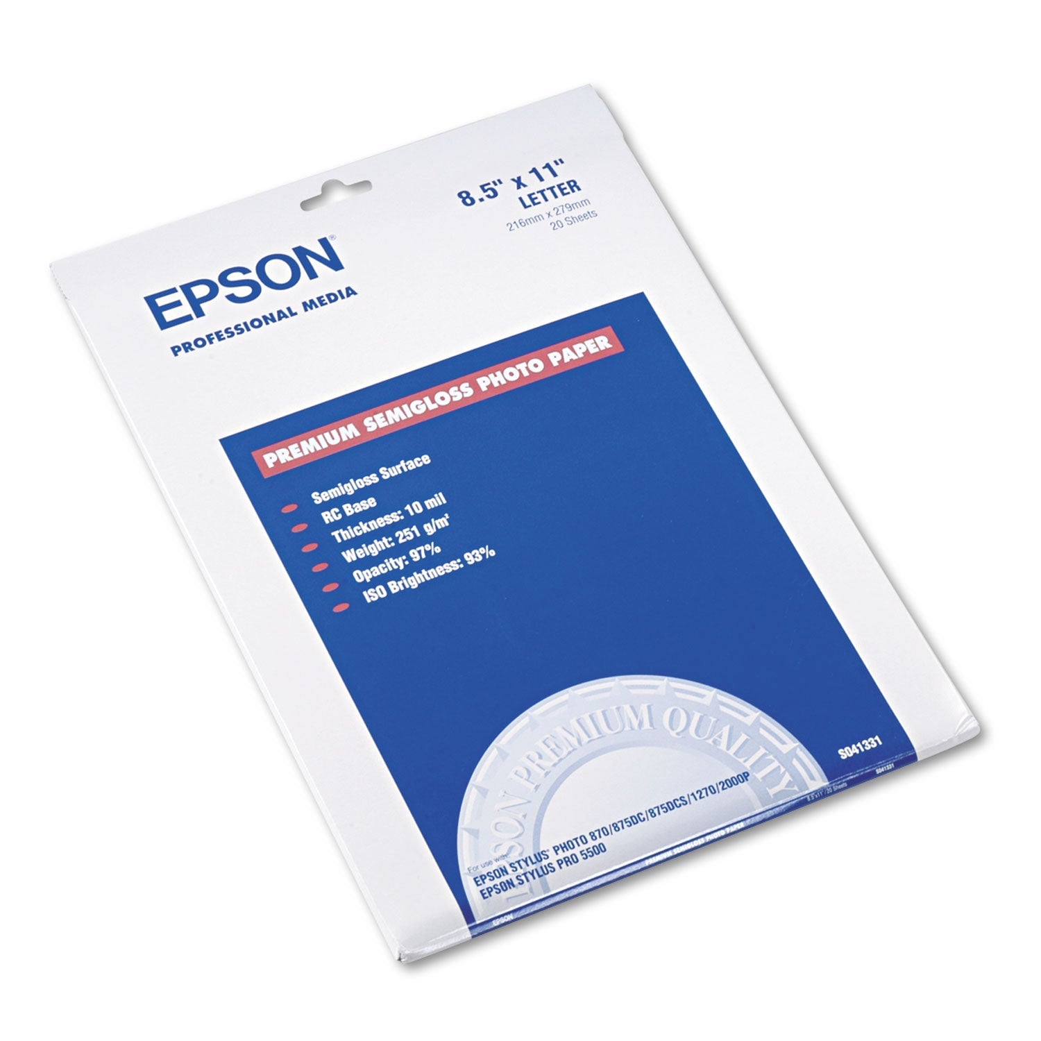 Epson® Premium Photo Paper, 10.4 Mil, 8.5 X 11, Semi-Gloss White, 20/pack - Bloom Skins