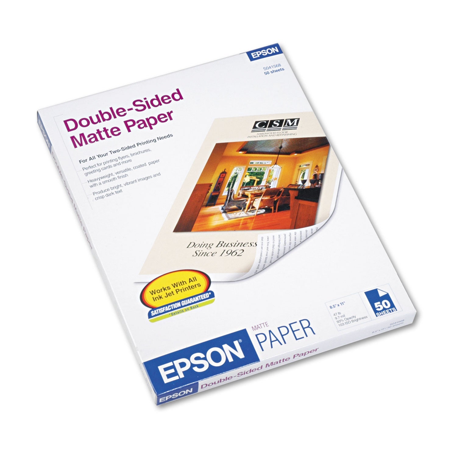 Epson® Premium Matte Presentation Paper, 9 Mil, 8.5 X 11, Matte Bright White, 50/pack - Bloom Skins