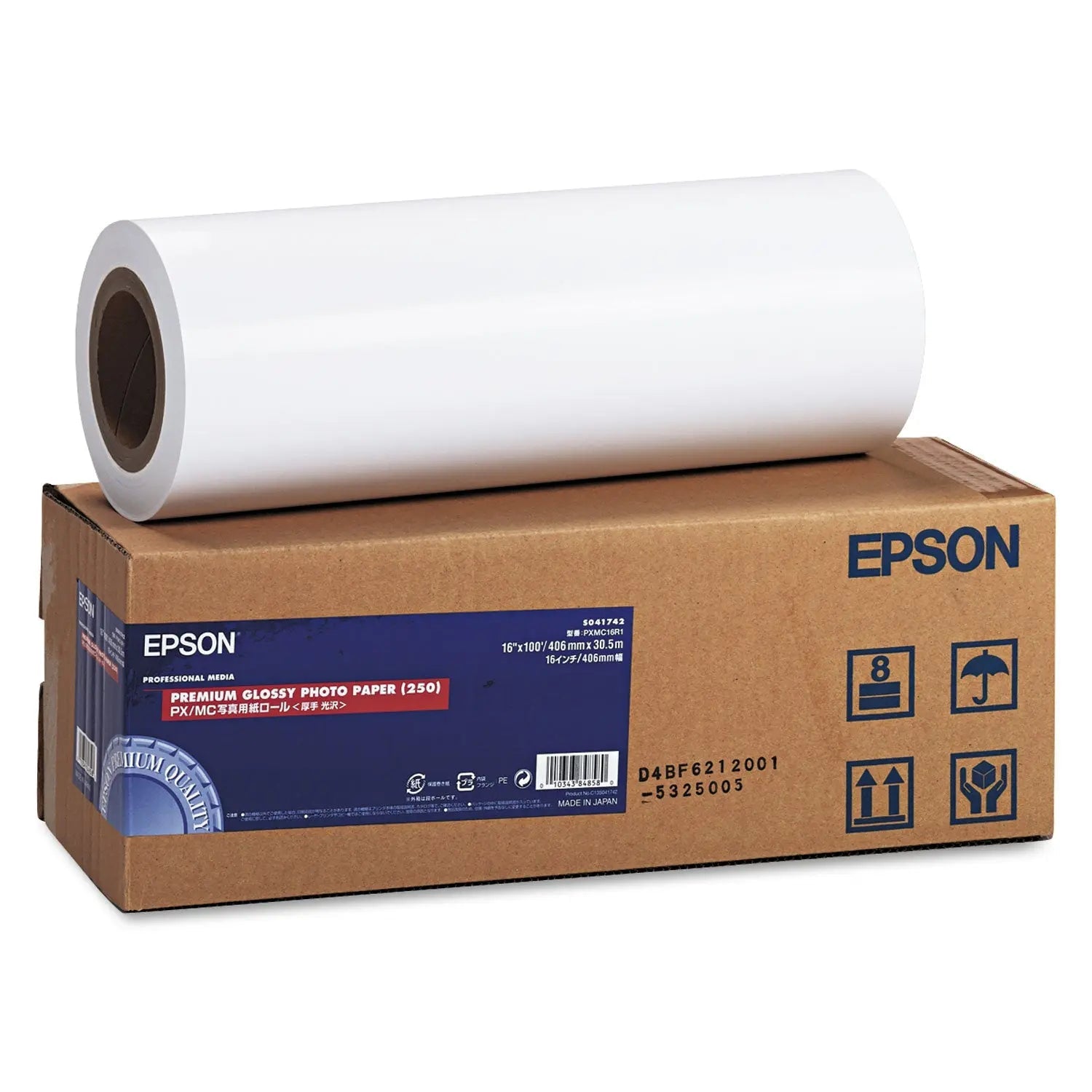 Epson® Premium Glossy Photo Paper Roll, 3" Core, 10 mil, 16" x 100 ft, Glossy White